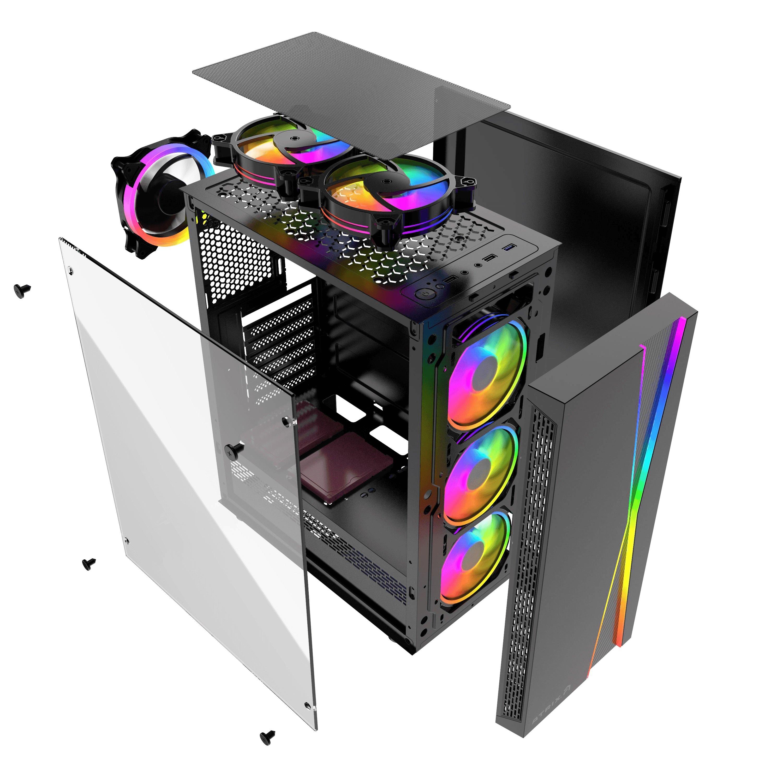 Atrix Metal and Tempered Glass Computer Case with RGB