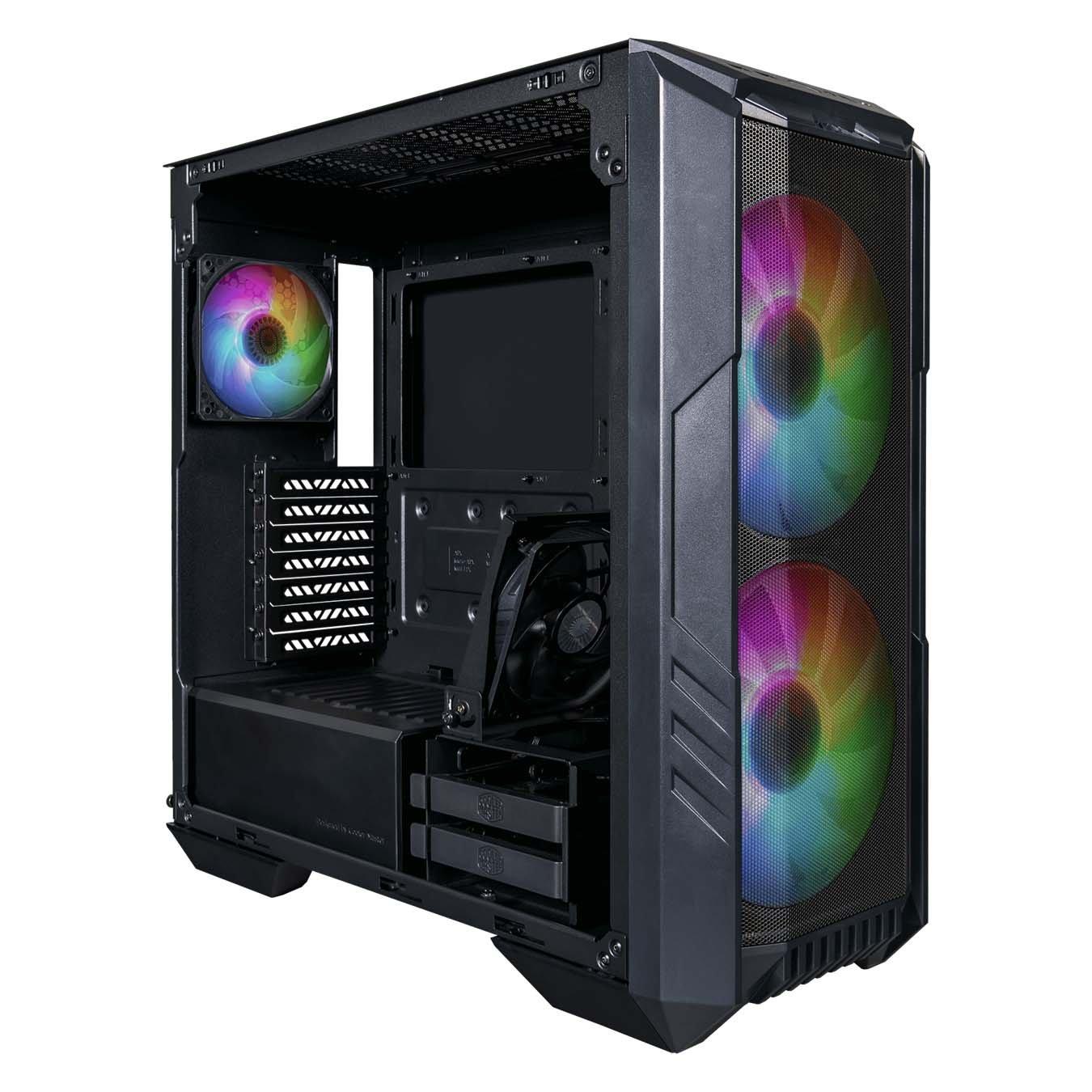  Cooler Master HAF 500 White PC Case: Mid-Tower, 2 x 200mm  Pre-Installed ARGB Fans for High-Volume Airflow, Rotatable 120mm GPU Fan,  Versatile Options, Tempered Glass Side Panel, Removeable Top : Electronics