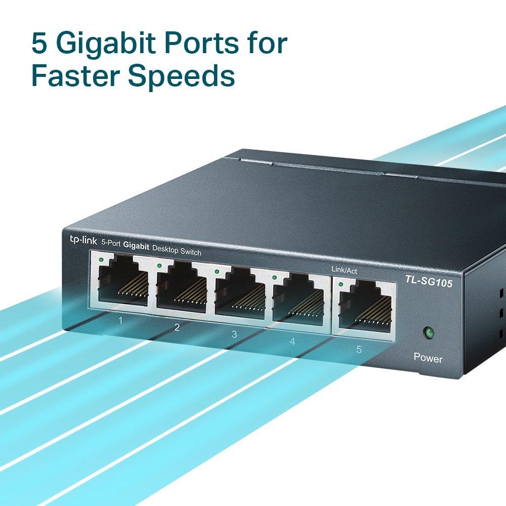 Tp Link 5 Port 10 100 1000mbps Desktop Switch Tl Sg105 Gamestop