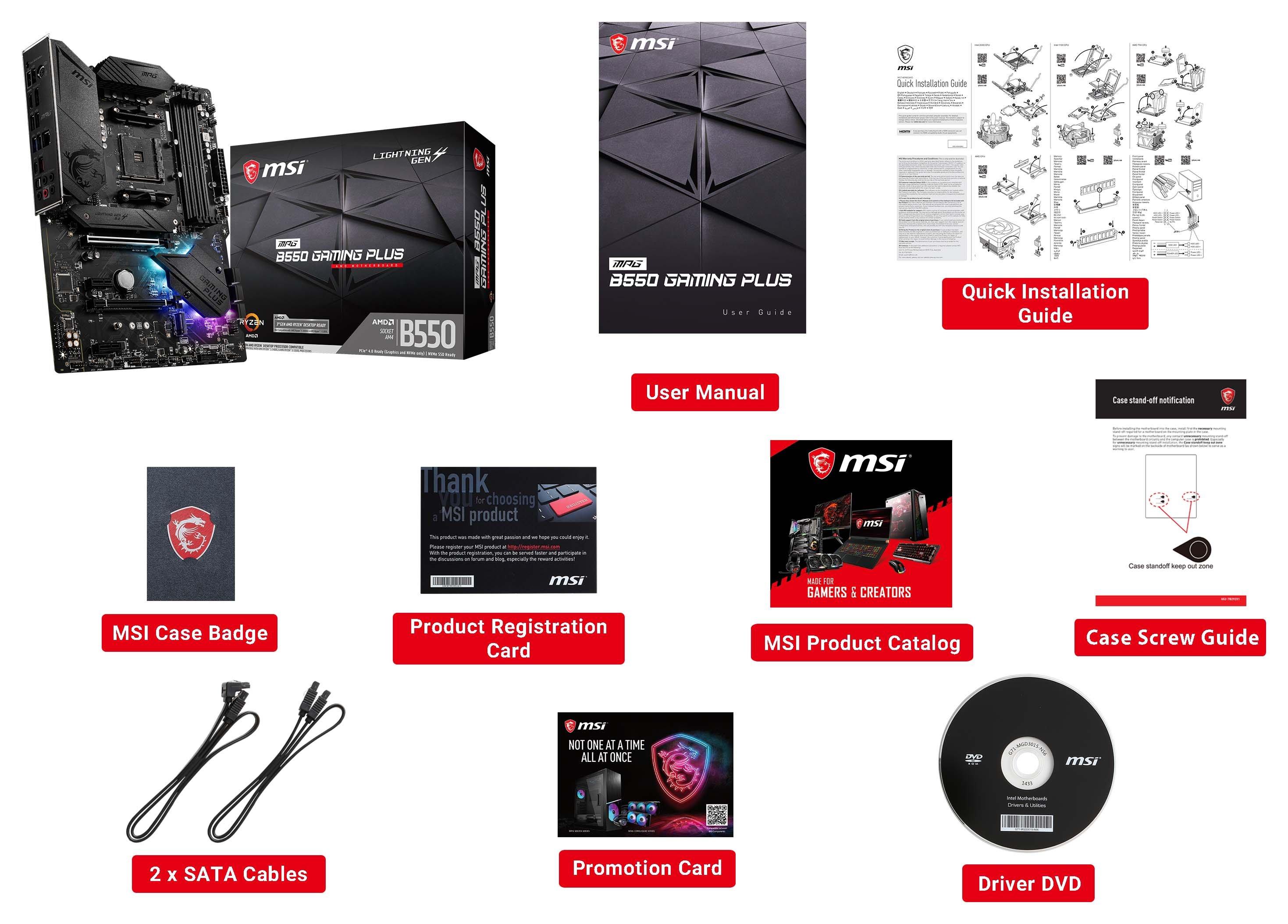 MSI MPG B550 GAMING PLUS DDR4 ATX B550G PLUS Gaming Motherboard