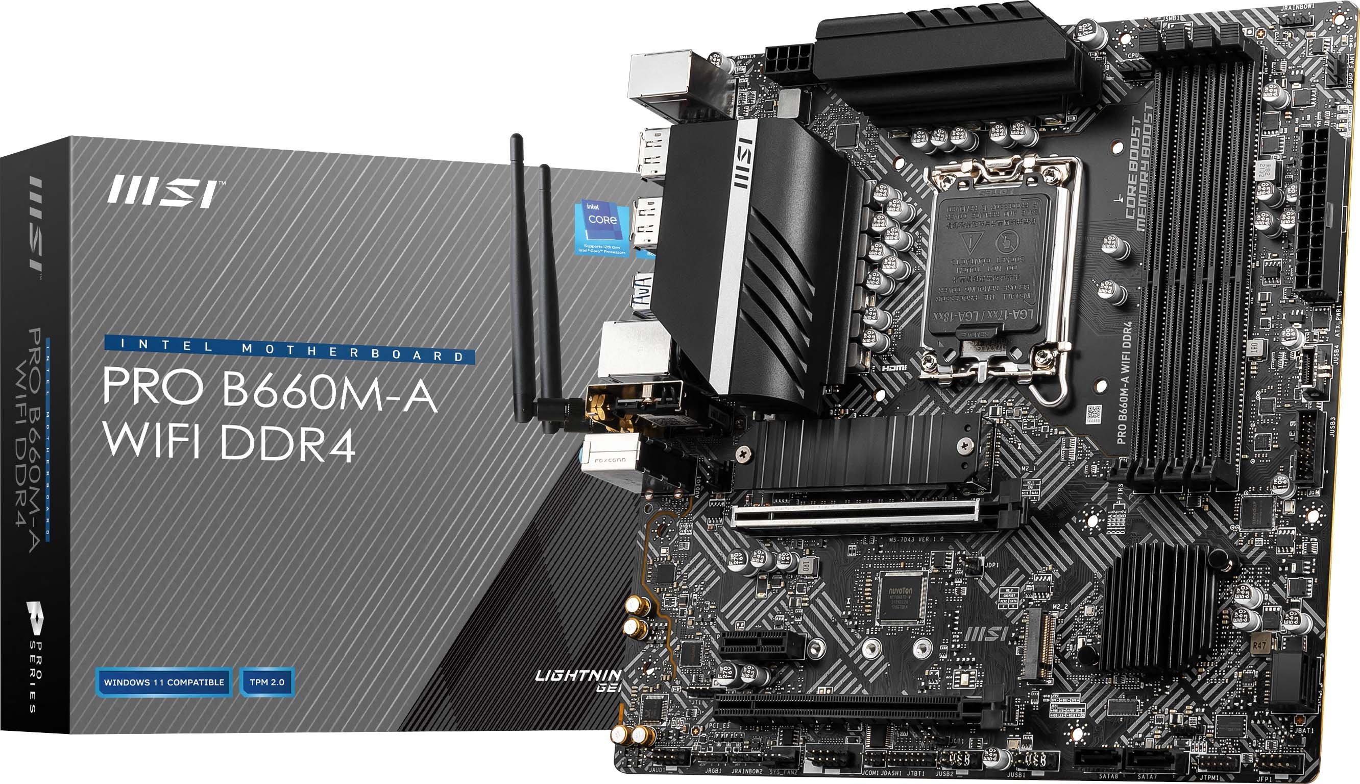 MSI PRO B660M-A WIFI DDR4 LGA 1700 mATX Motherboard PROB660MAWID4