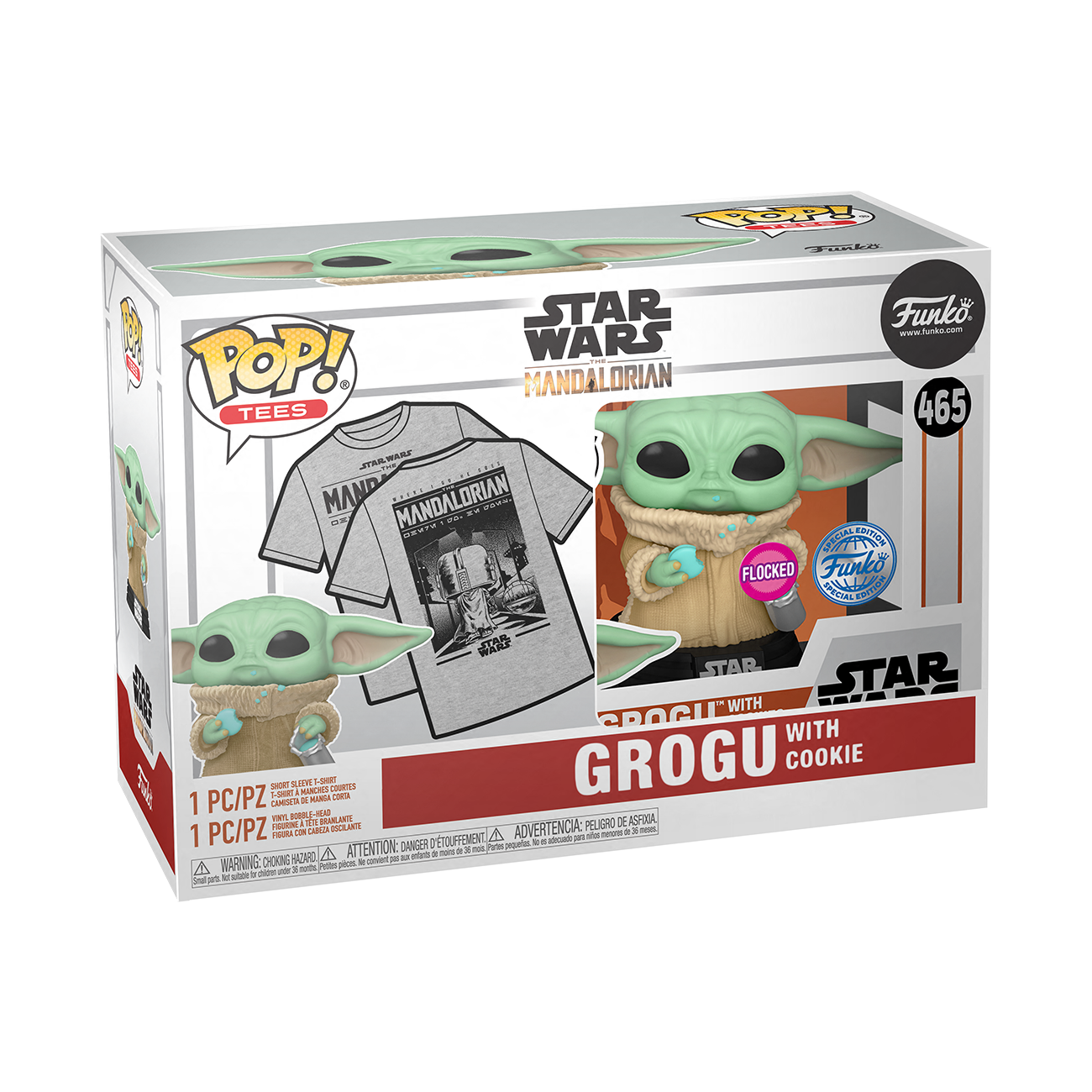 Funko POP! And Tee: Star Wars: The Mandalorian Grogu with Cookie Special Edition Bobblehead and Unisex T-Shirt