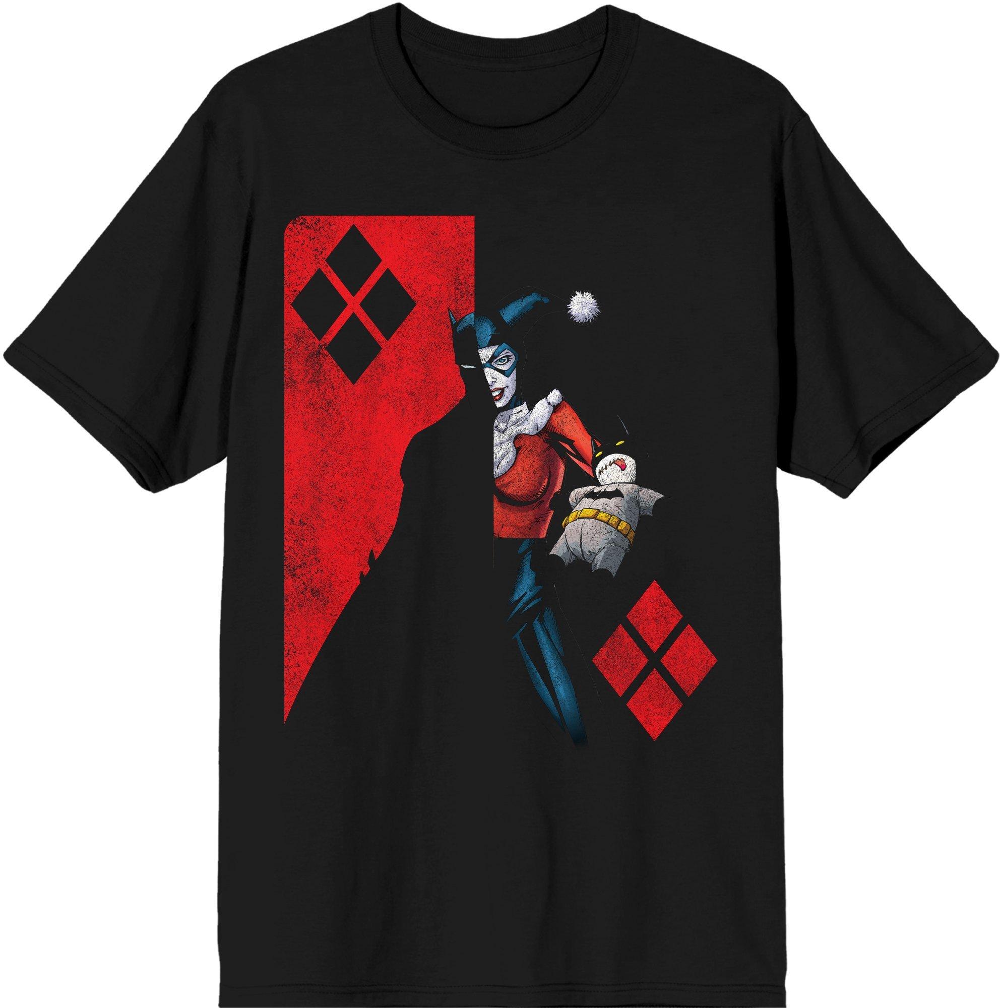 Dozens Fancy dress alliance DC Comics Half Harley Quinn Half Batman Men's Short Sleeve T-Shirt |  GameStop