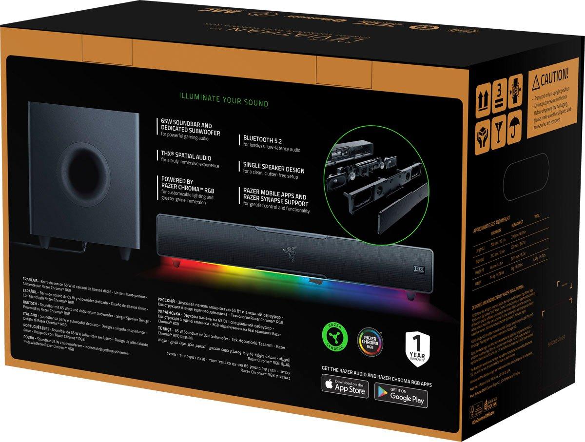 Razer Leviathan V2 PC Gaming Soundbar with Subwoofer
