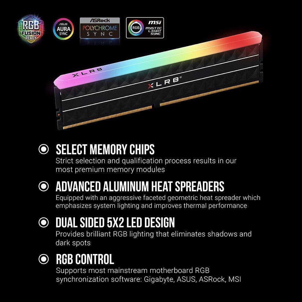 PNY XLR8 Gaming REV RGB 16GB (2x8GB) DDR4 3600MHz CL18 Dual Channel Memory Upgrade MD16GK2D4360018X2RGB