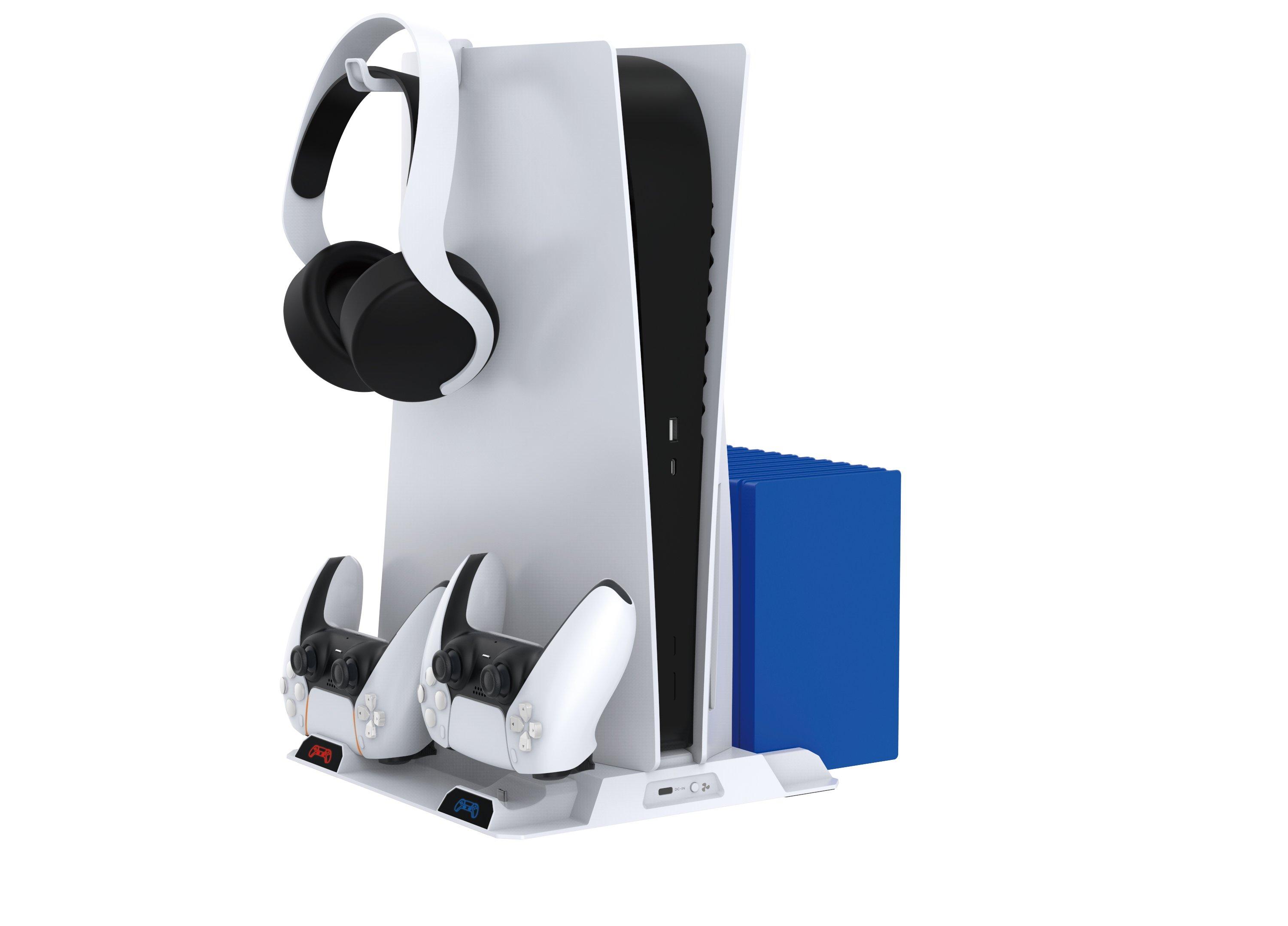 PS5 Stand with Cooling Fan and Headphone Stand