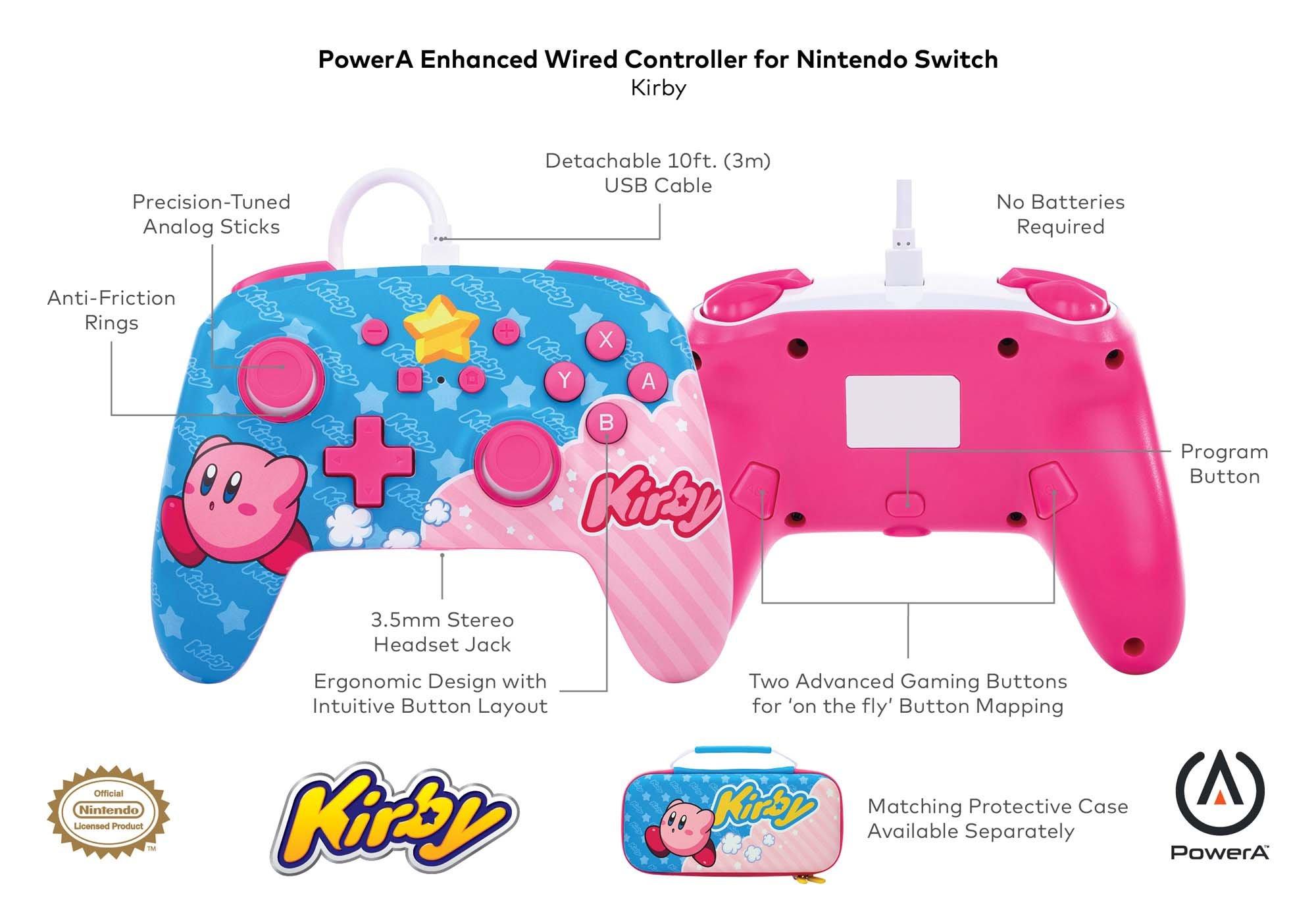 PowerA Wireless Nintendo Switch Controller - Kirby, AA Battery Powered  (Battery Included), Nintendo Switch Pro Controller, Mappable Gaming  Buttons