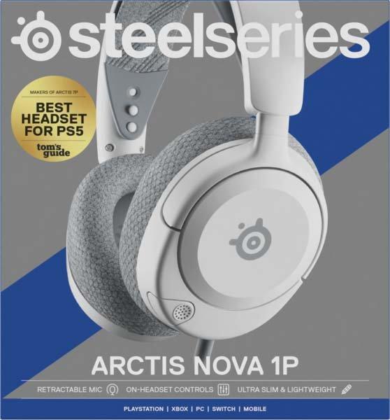  SteelSeries Arctis Nova 1P Multi-System Gaming Headset — Hi-Fi  Drivers — 360° Spatial Audio — Comfort Design — Durable — Lightweight —  Noise-Cancelling Mic — PS5/PS4, PC, Xbox, Switch - White : Video Games