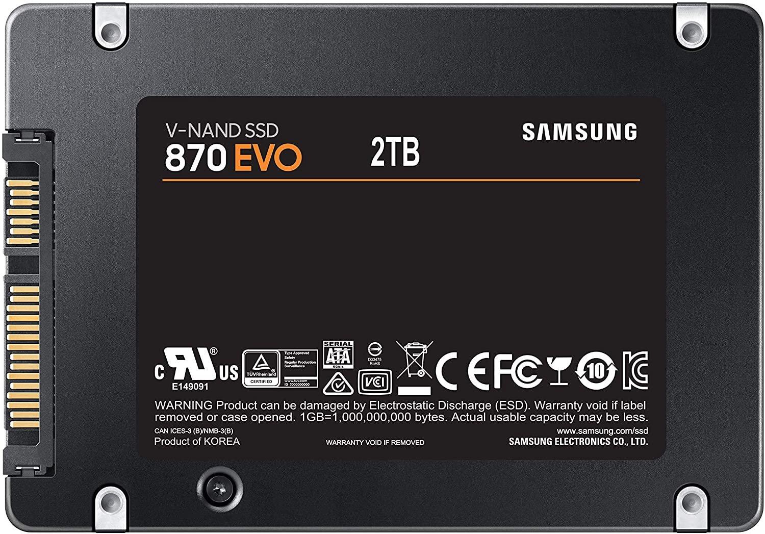 Samsung 870 EVO 2TB 2.5-in SATA III Internal SSD Single Unit