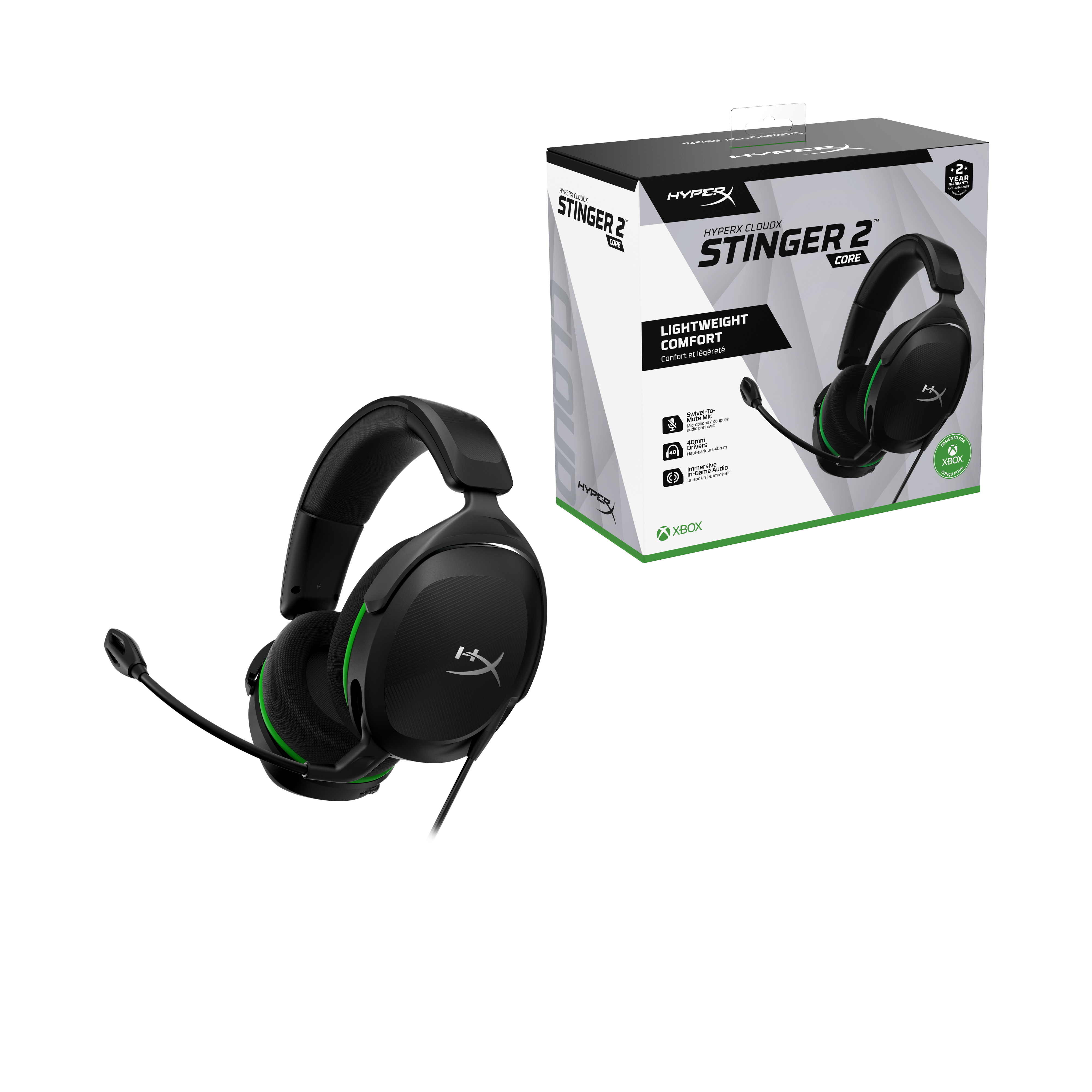  HyperX Cloud Stinger Core - Gaming headset for PC, PlayStation  4/5, Xbox One, Xbox Series XS, Nintendo Switch, DTS Headphone:X spatial  audio, Lightweight over-ear headset with mic,Black : Video Games