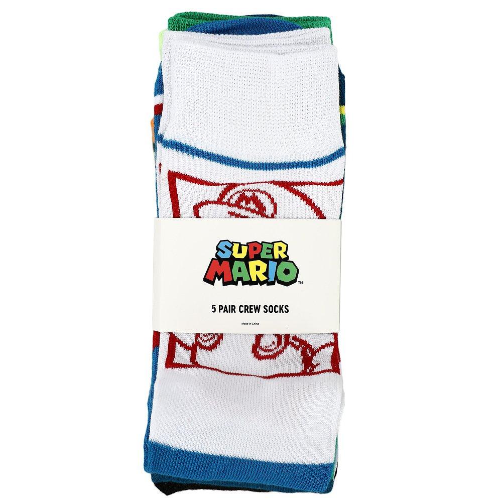 Super Mario Bros. Split Character Crew Socks 5 Pack