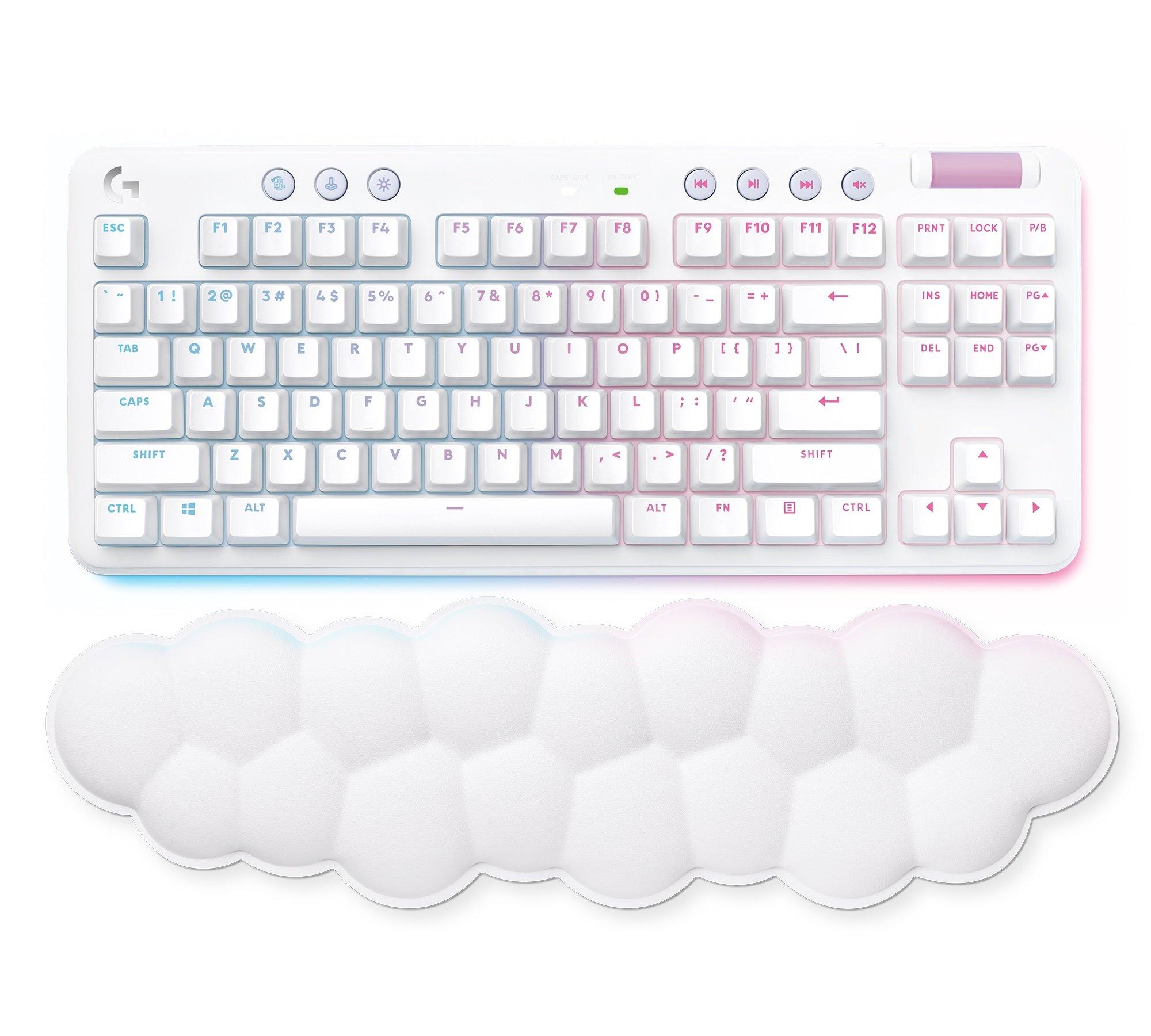 Logitech Aurora G715 Clicky Wireless Keyboard in White