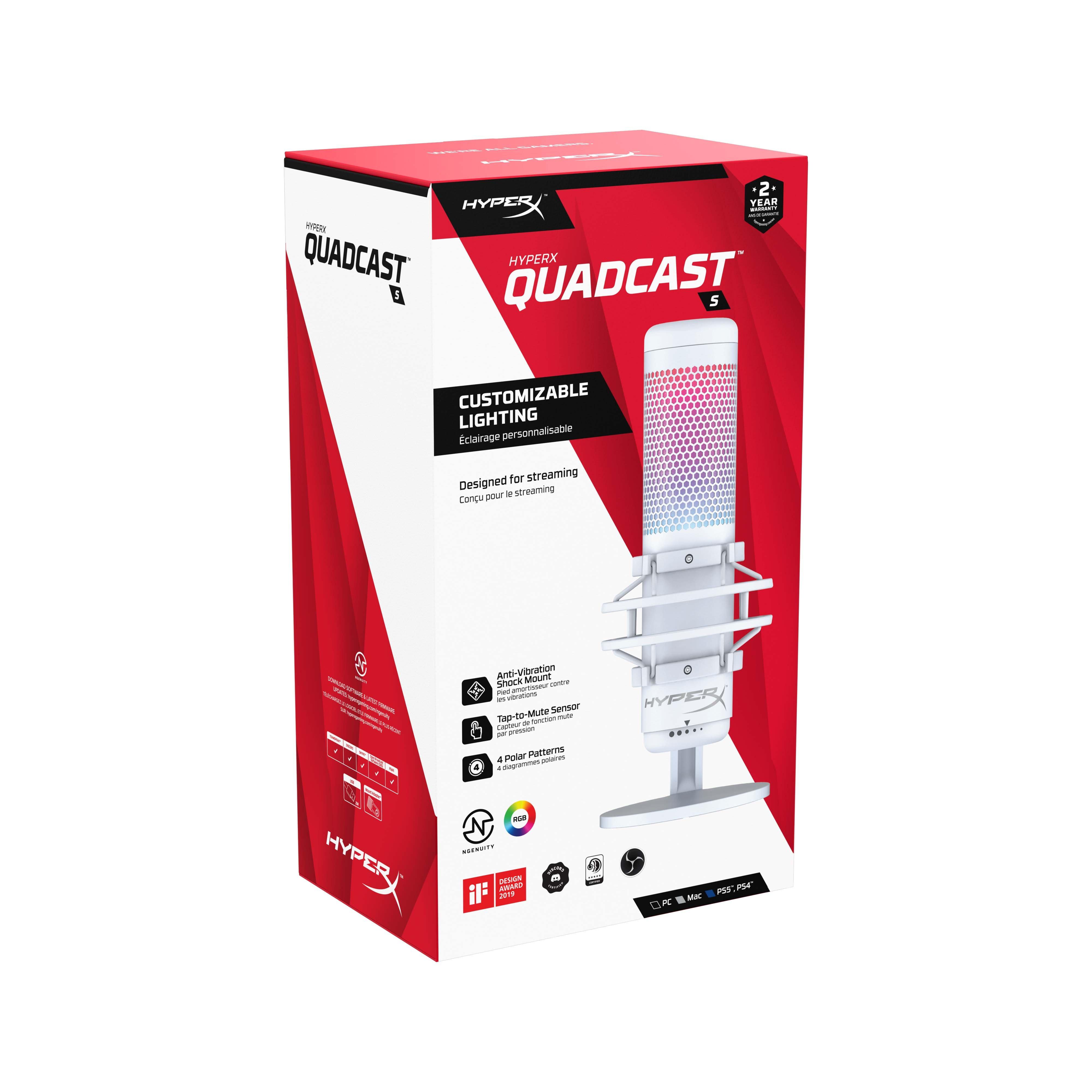HyperX Quadcast S White RGB USB Condenser Microphone | GameStop