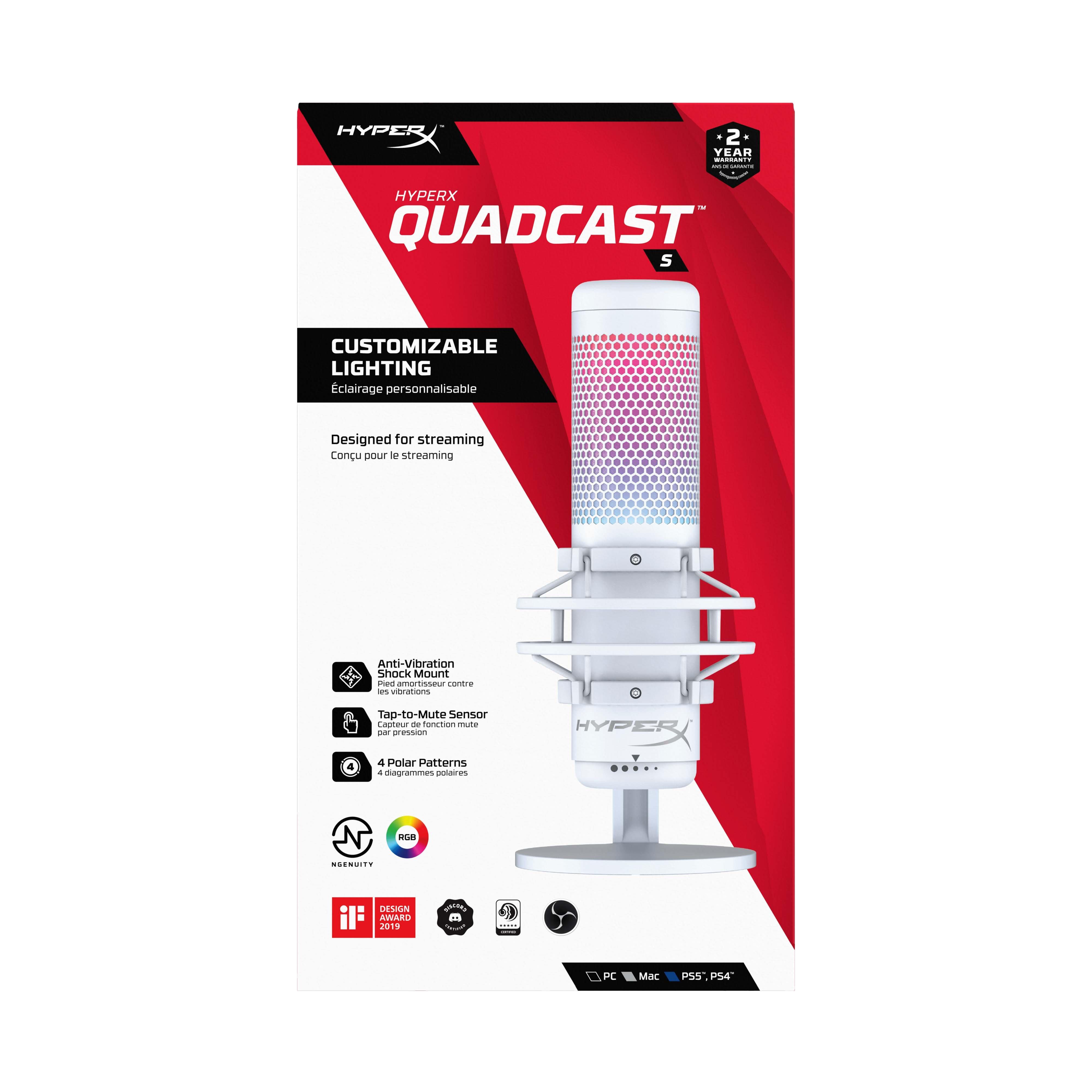 HyperX Quadcast S White RGB USB Condenser Microphone | GameStop