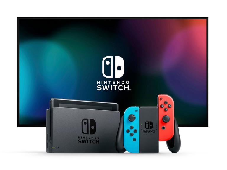 Nintendo Switch with Neon Red/Neon Blue Joy-Con Controllers and Mario Kart 8 Deluxe Bundle