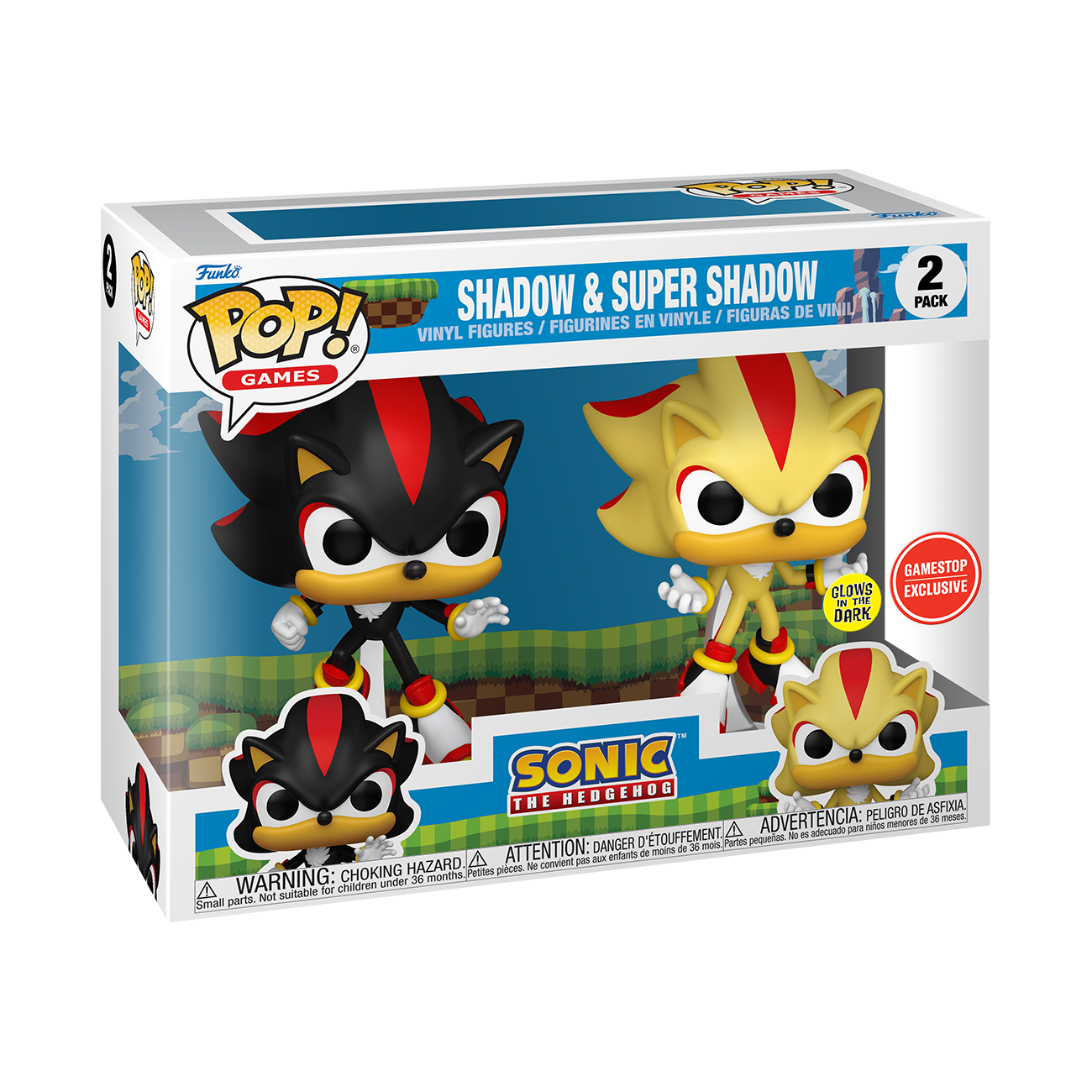 Funko POP! Games: Sonic the Hedgehog - Shadow and Super Shadow 4.75-in  Glow-in-the-Dark Vinyl Figure Set (2-Pack) GameStop Exclusive