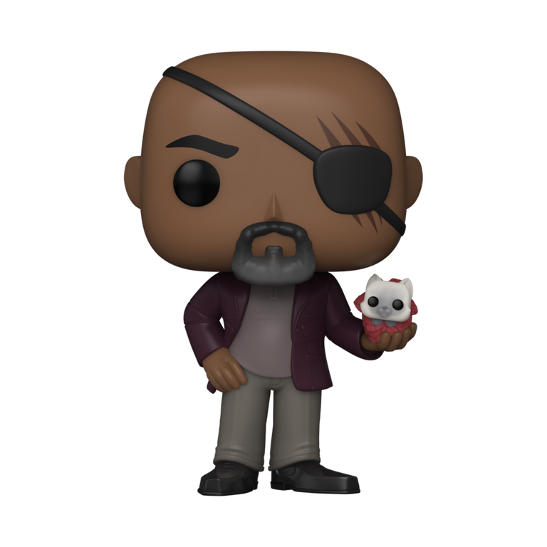 Funko POP! Marvel Studios' The Marvels Nick Fury with Flerkitten 3.75-in Vinyl Bobblehead