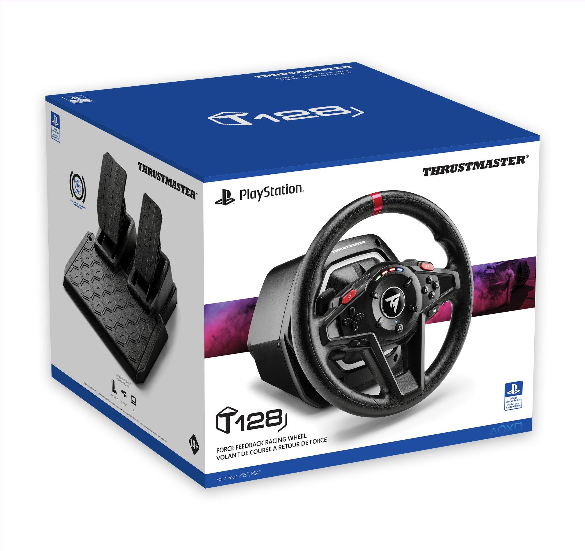 Thrustmaster T128, Volant de Course à retour de force et Pédales  Magnétiques, PlayStation 5, PlayStation 4, PC