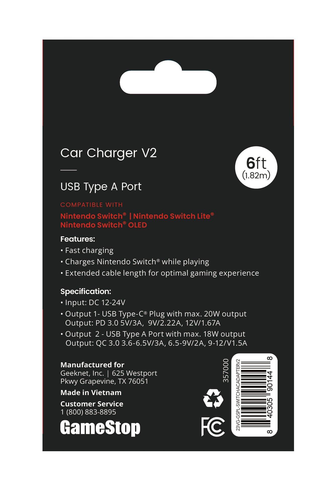 Car charger for hot sale nintendo switch lite