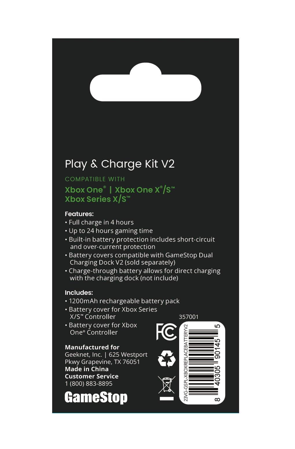 GameStop Play and Charge Kit for Xbox Series X/S and Xbox One