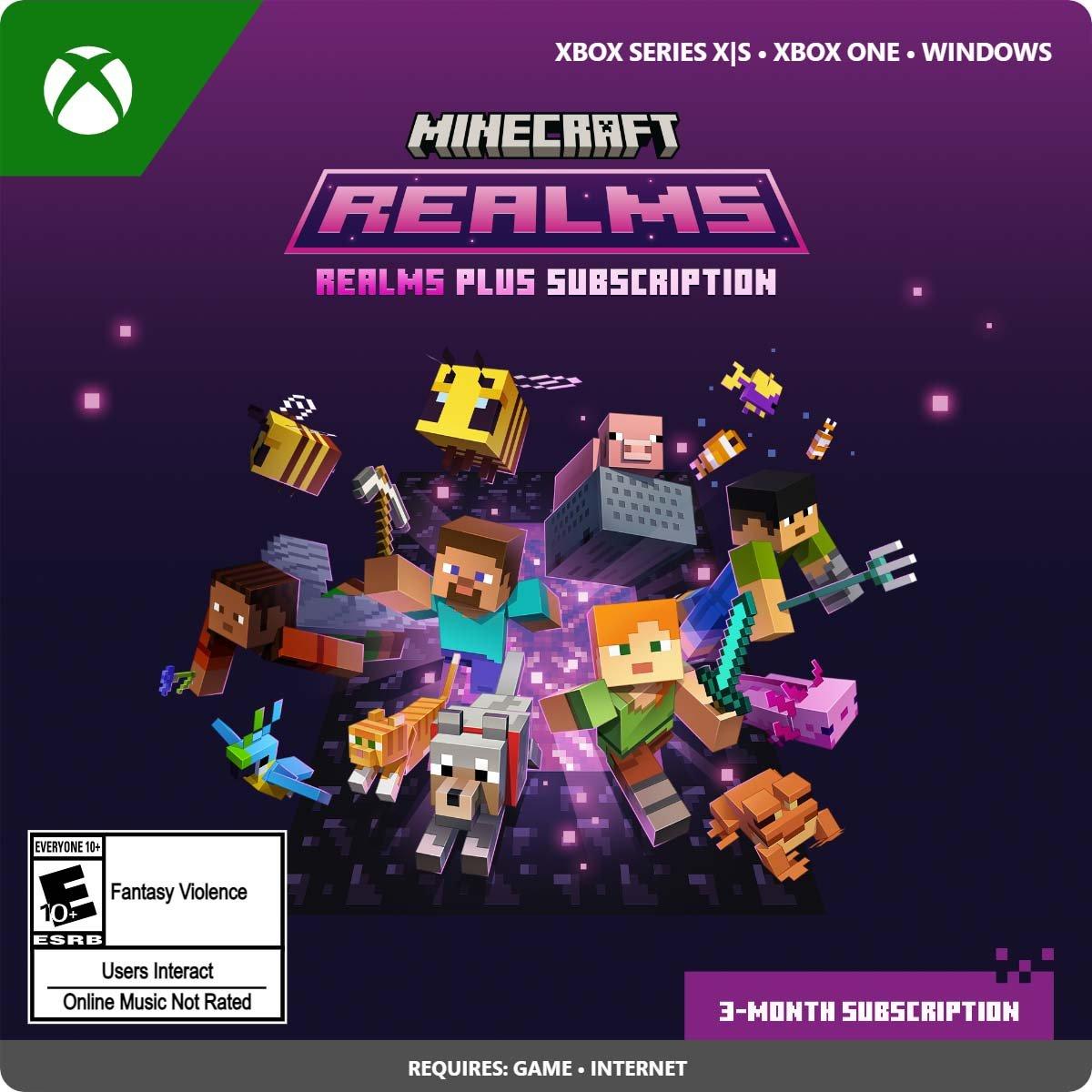 Minecraft Realms Plus 3Month Subscription Xbox One, Xbox Series X/S, and Windows