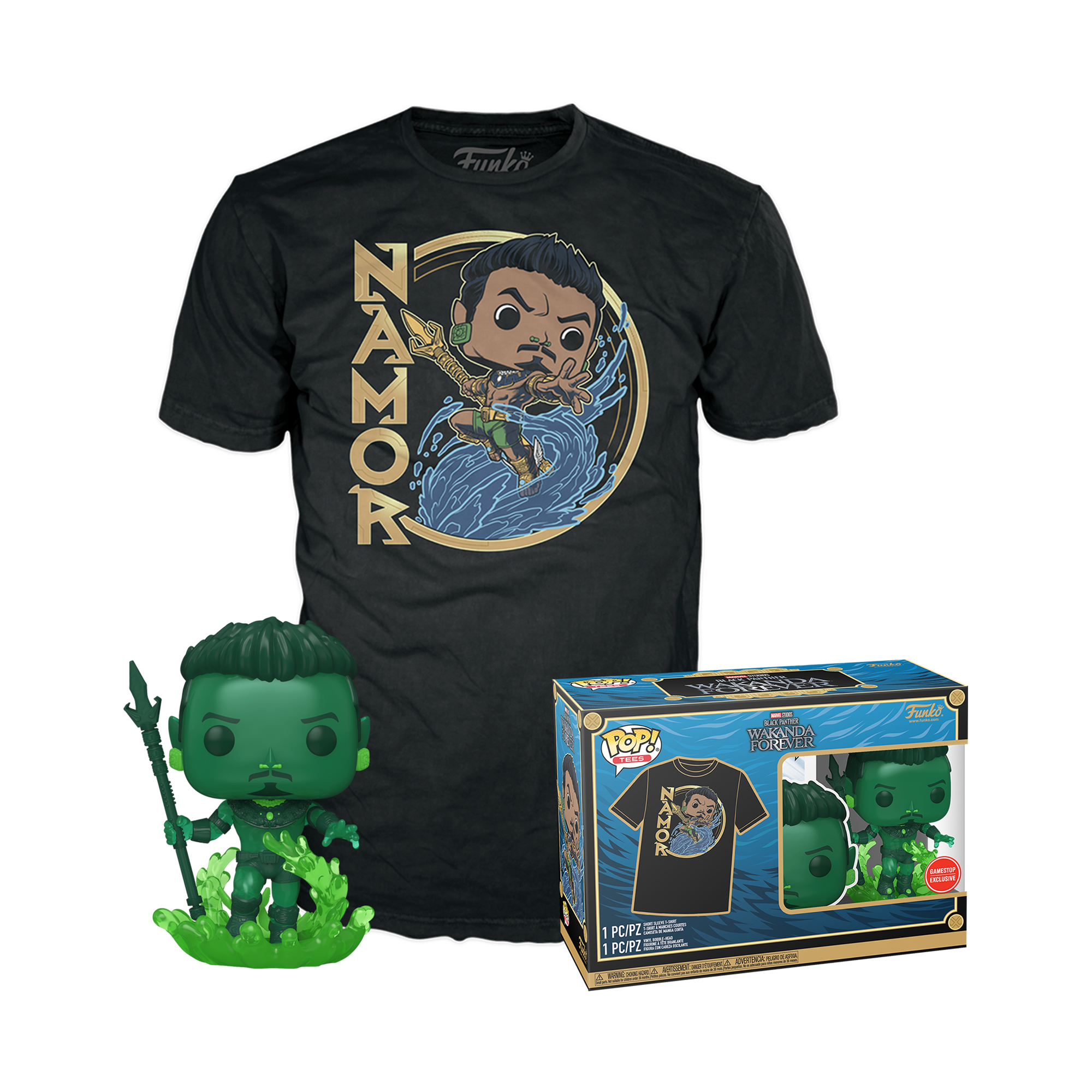 Funko POP! And Tee: Black Panther: Wakanda Forever Namor 4.45-in Vinyl  Figure and Unisex T-Shirt GameStop Exclusive | GameStop