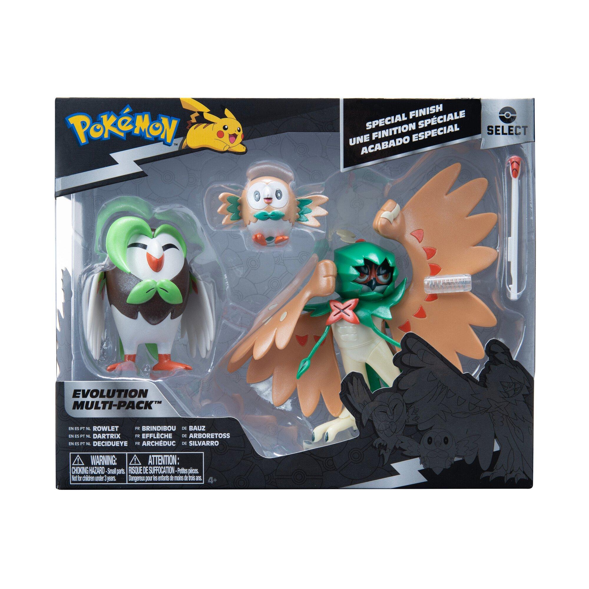 Jazwares Pokemon Select Evolution Figure Set 3-Pack - Rowlet, Dartrix,  Decidueye