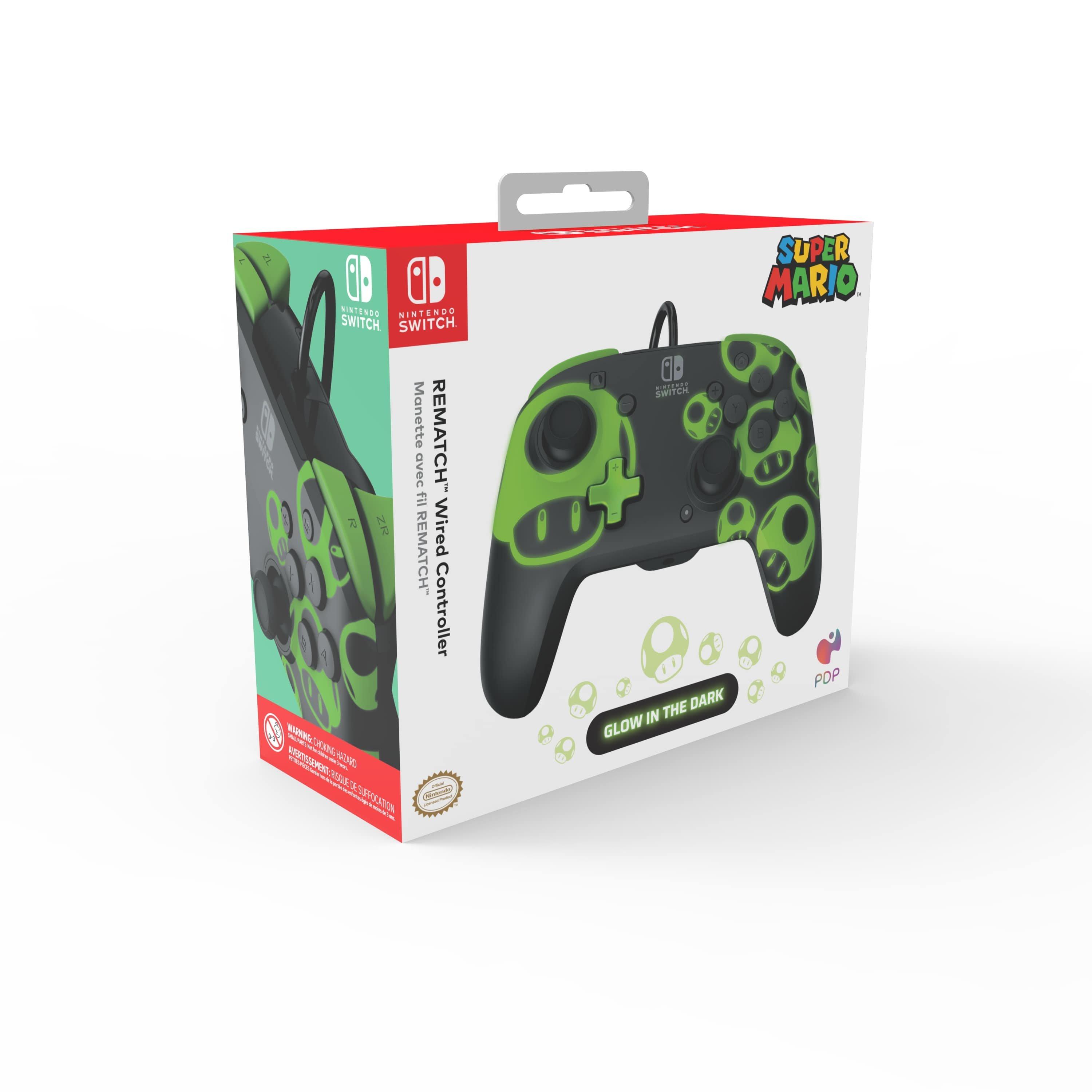 PDP REMATCH 1-Up Glow-in-the-Dark Wired Controller for Nintendo 