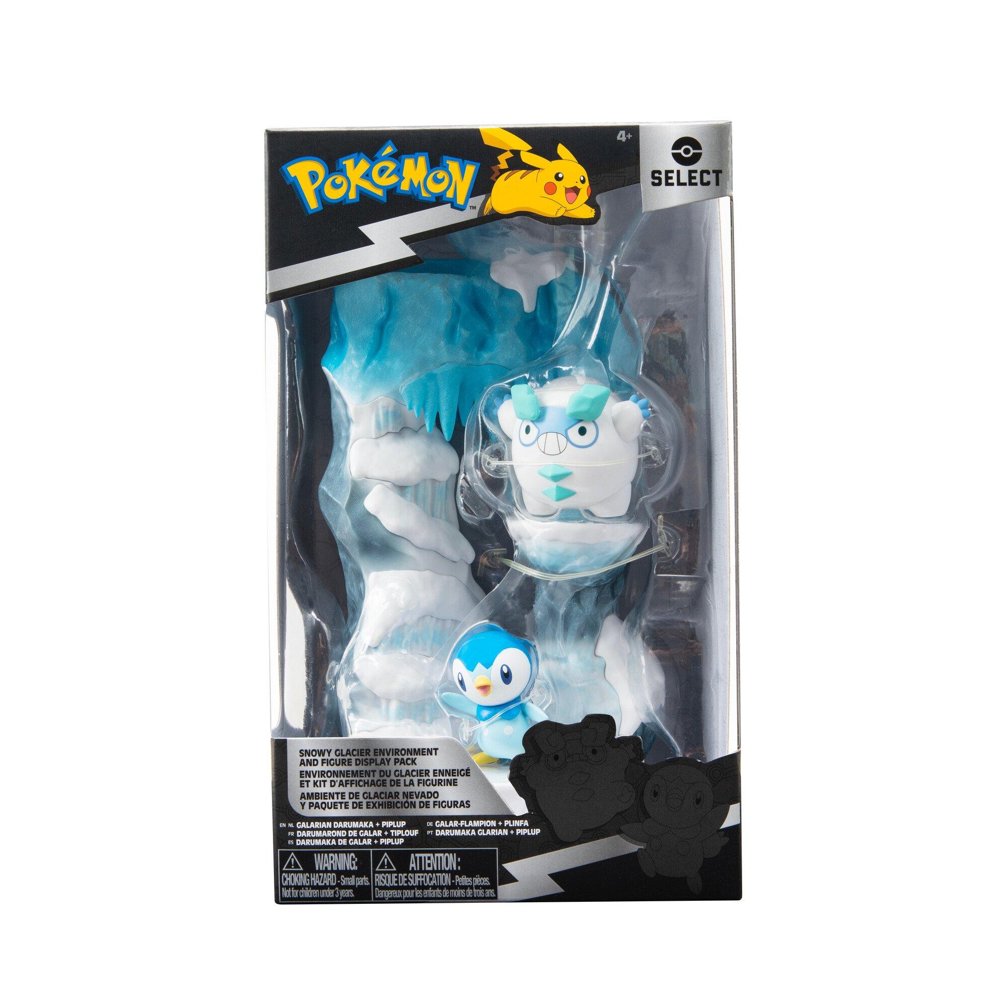 Jazwares Pokemon Select Snowy Hill Environment Play Set with Galarian Darumaka and  Piplup