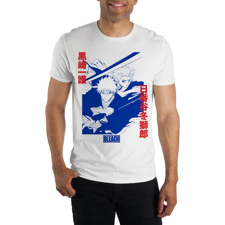Bleach Ichigo and Toshiro Kanji White Unisex Short Sleeve Cotton T-Shirt