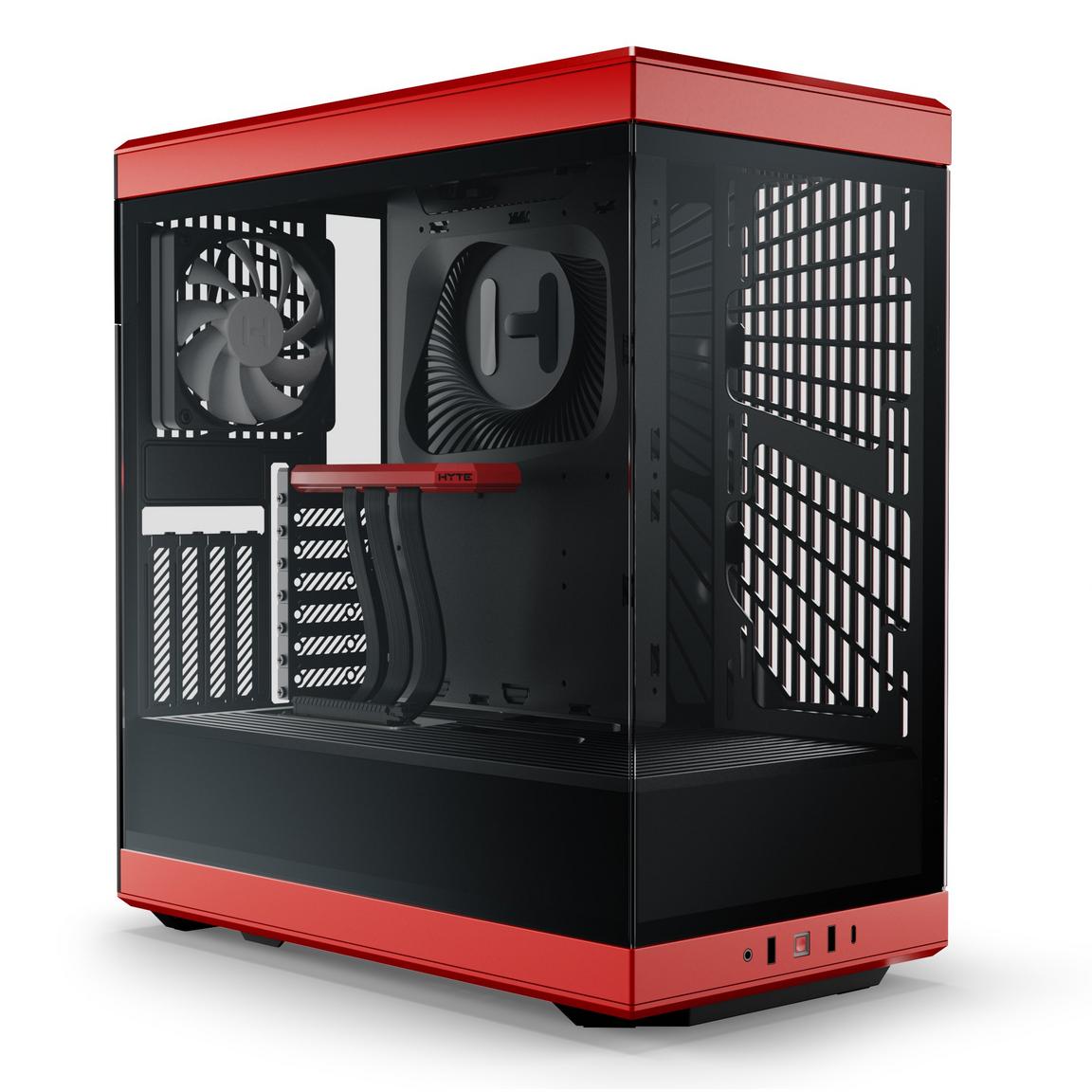 HYTE Y40 S-Tier Aesthetic Panoramic Tempered Glass Mid-Tower ATX Computer Gaming Case with PCIE 4.0 Riser Cable Red