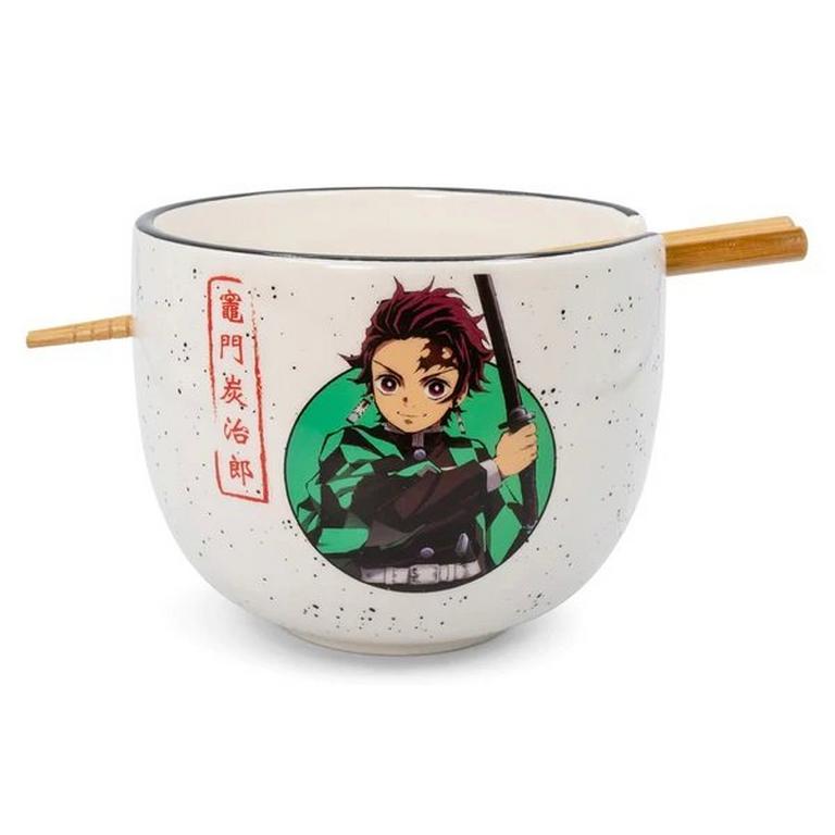 Demon Slayer: Kimetsu no Yaiba Tanjiro Japanese Dinnerware Set with 16oz Ramen Bowl and Chopsticks