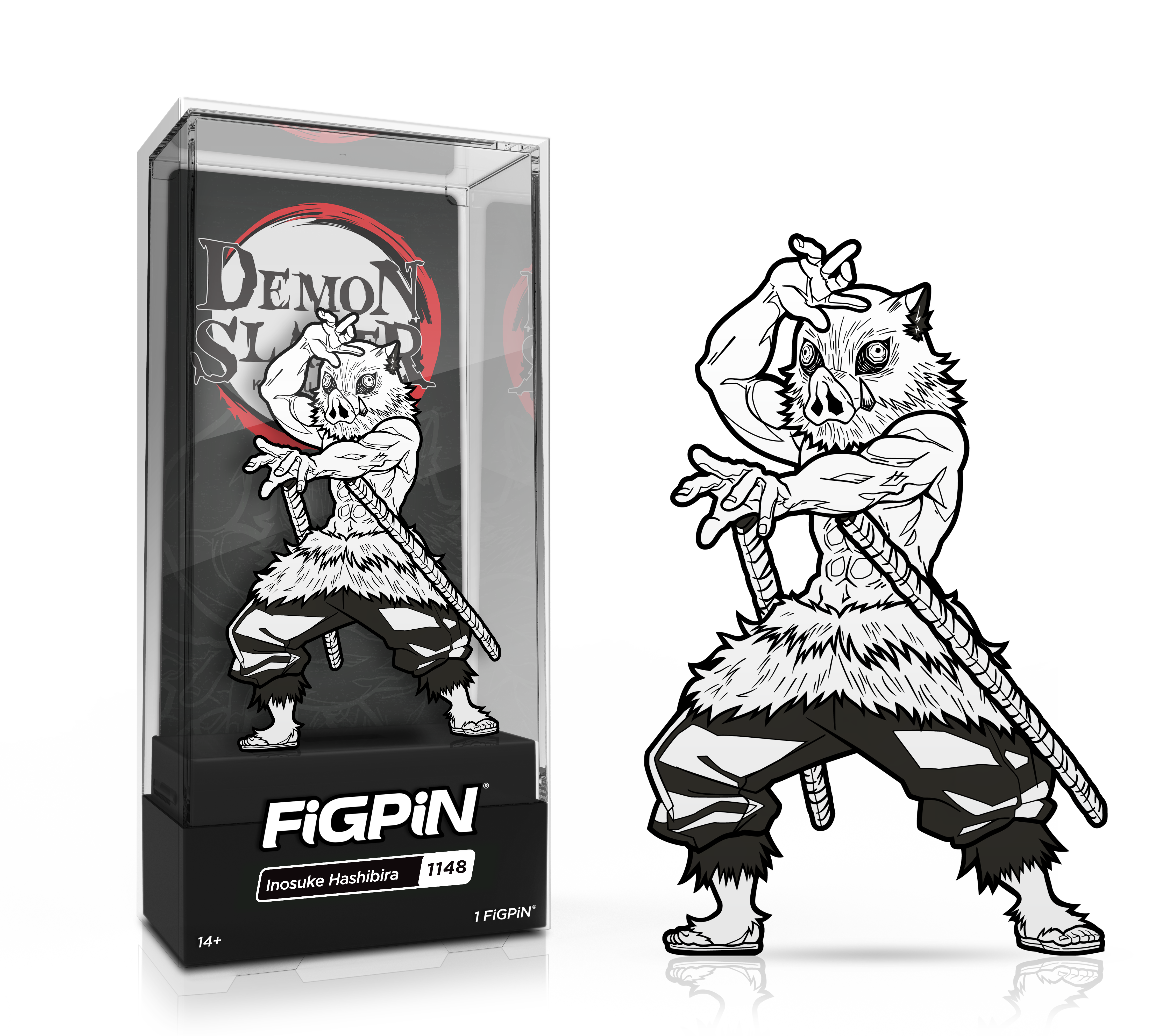 FiGPiN Demon Slayer: Kimetsu no Yaiba Inosuke Hashibira 3-in Collectible Enamel Pin Black and White Variant Exclusive
