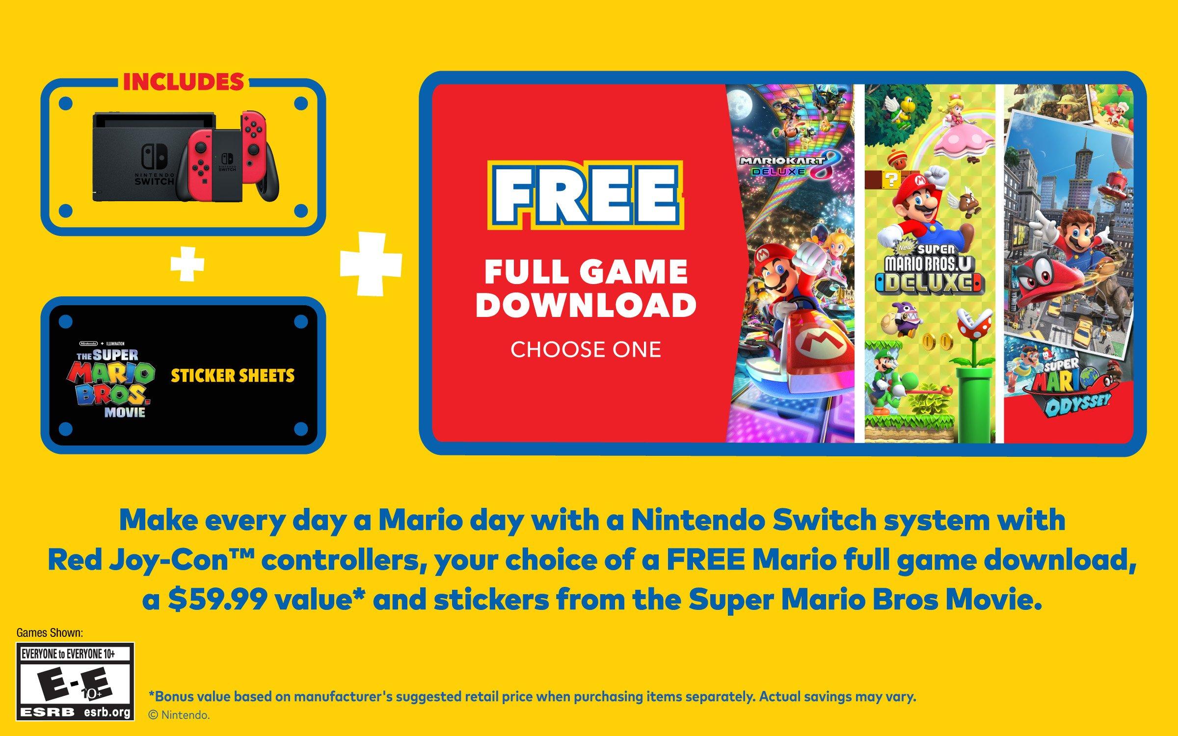 Nintendo Mario Bundle Console with Red Joy Con | GameStop