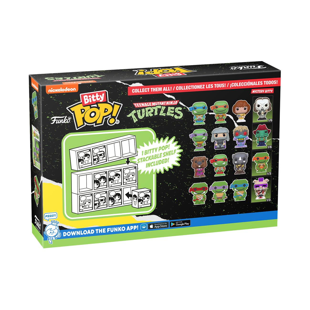 Funko Bitty POP! Teenage Mutant Ninja Turtles (Donatello, Shredder, Baxter Stockman, Mystery Pop) 0.9-in Vinyl Figure Set 4-Pack