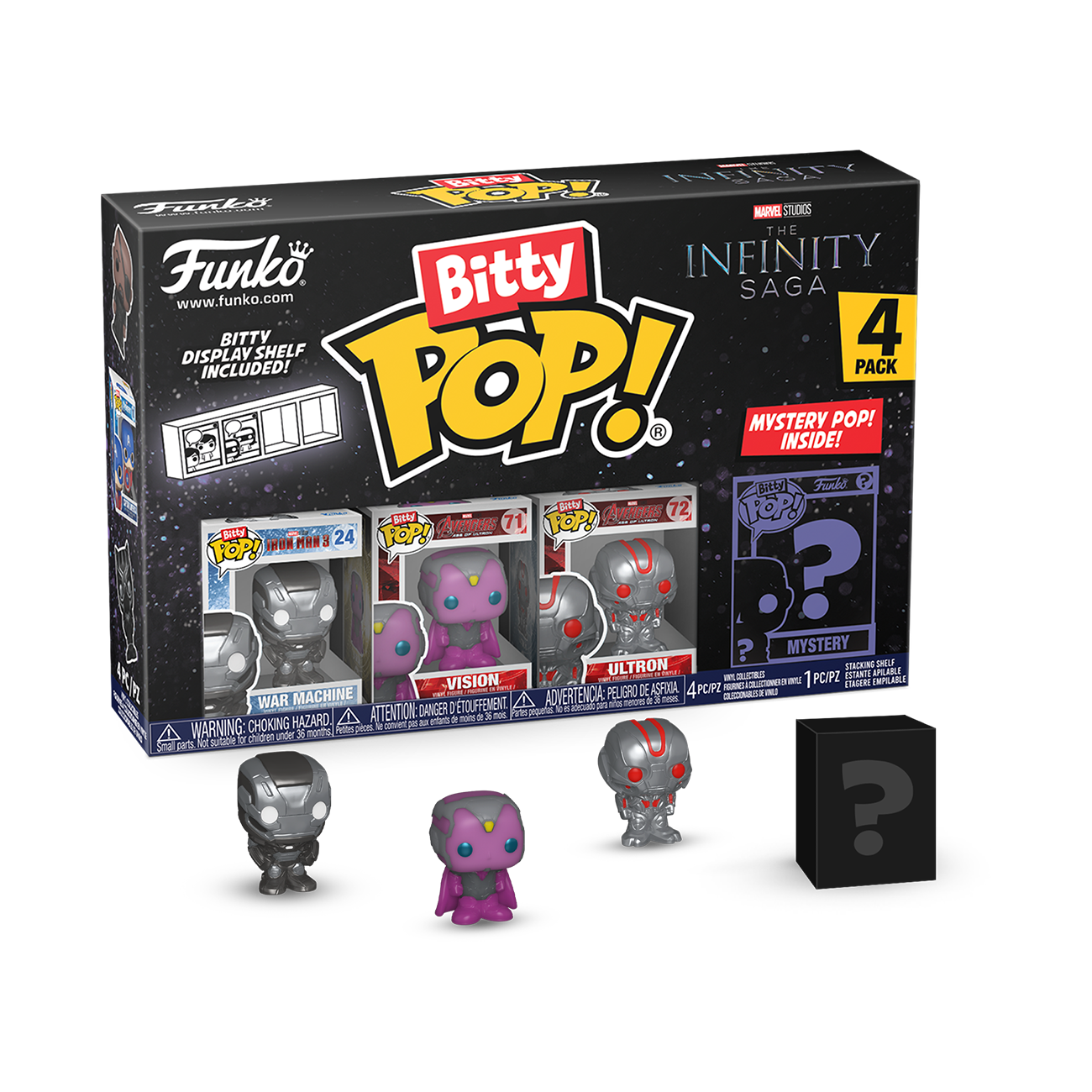 Funko Bitty POP! Marvel (War Machine, Vision, Ultron, and Mystery Pop) 0.9-in Vinyl Figure Set 4-Pack