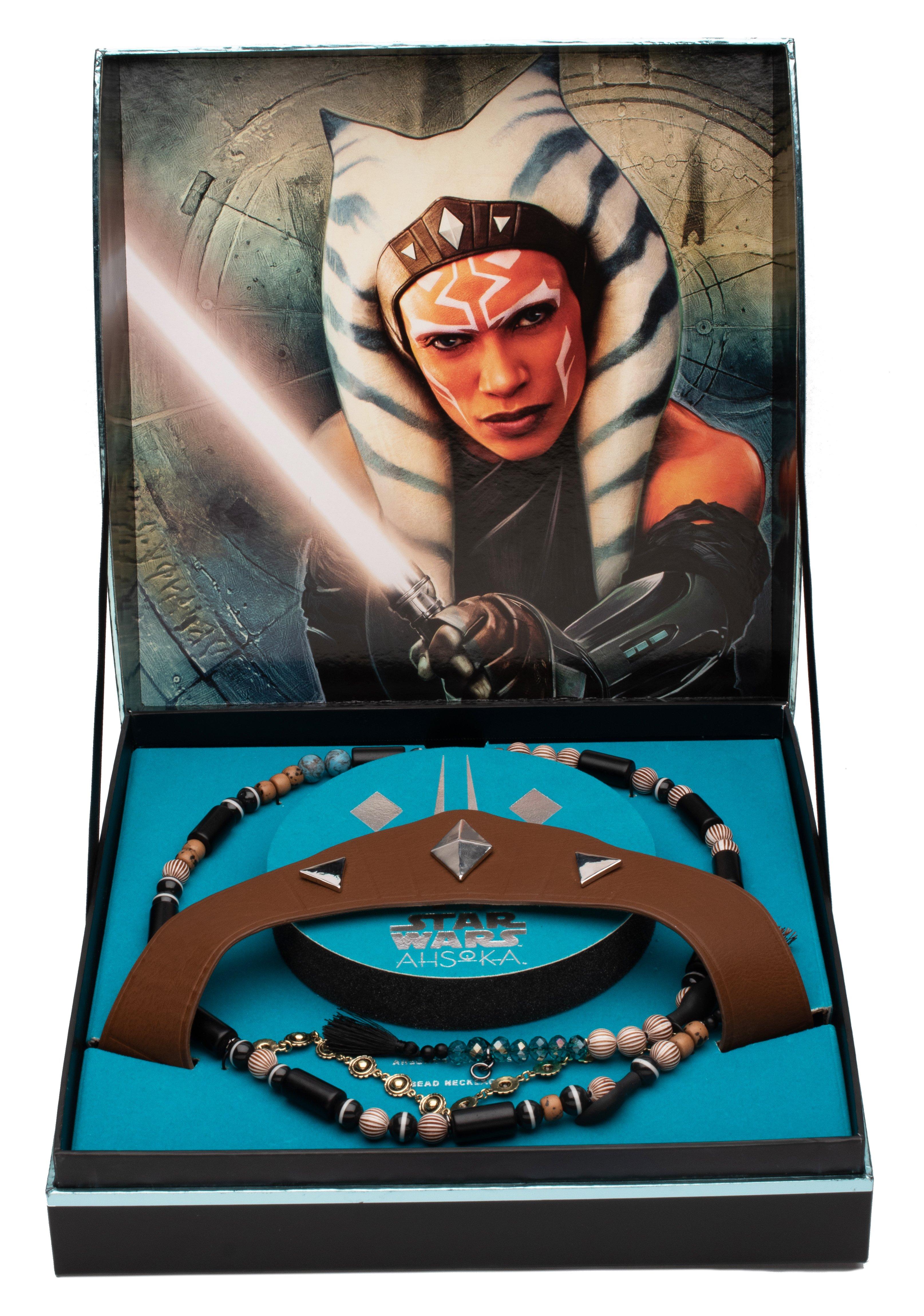 Star Wars Ahsoka Faux Leather Crown with Elastic Strap and Replica Bead Chain Necklace Set (GameStop Exclusive)