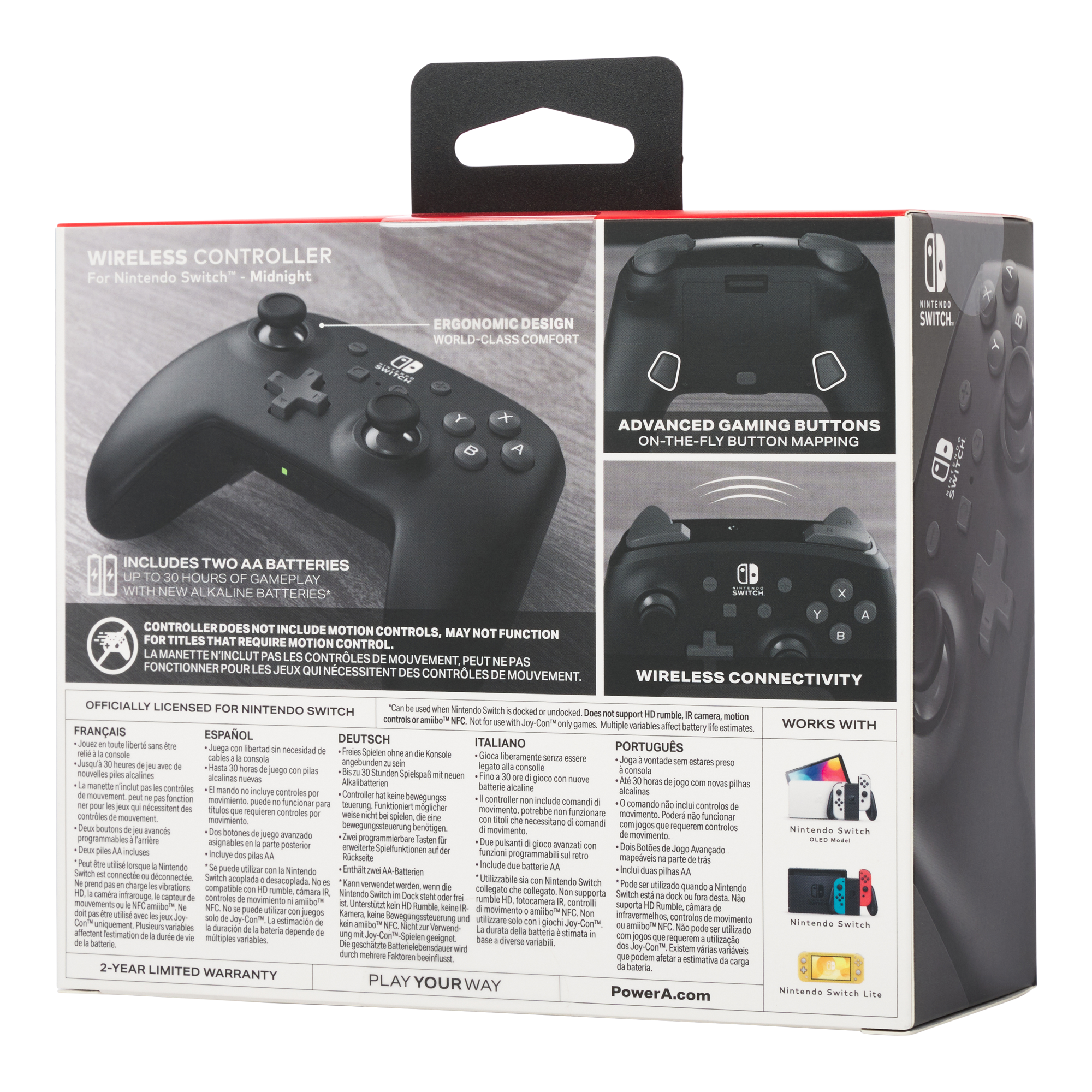 PowerA Wireless Nintendo Switch Controller - Mario Joy, AA Battery Powered  (Battery Included), Pro Controller for Switch, Advanced Gaming Buttons