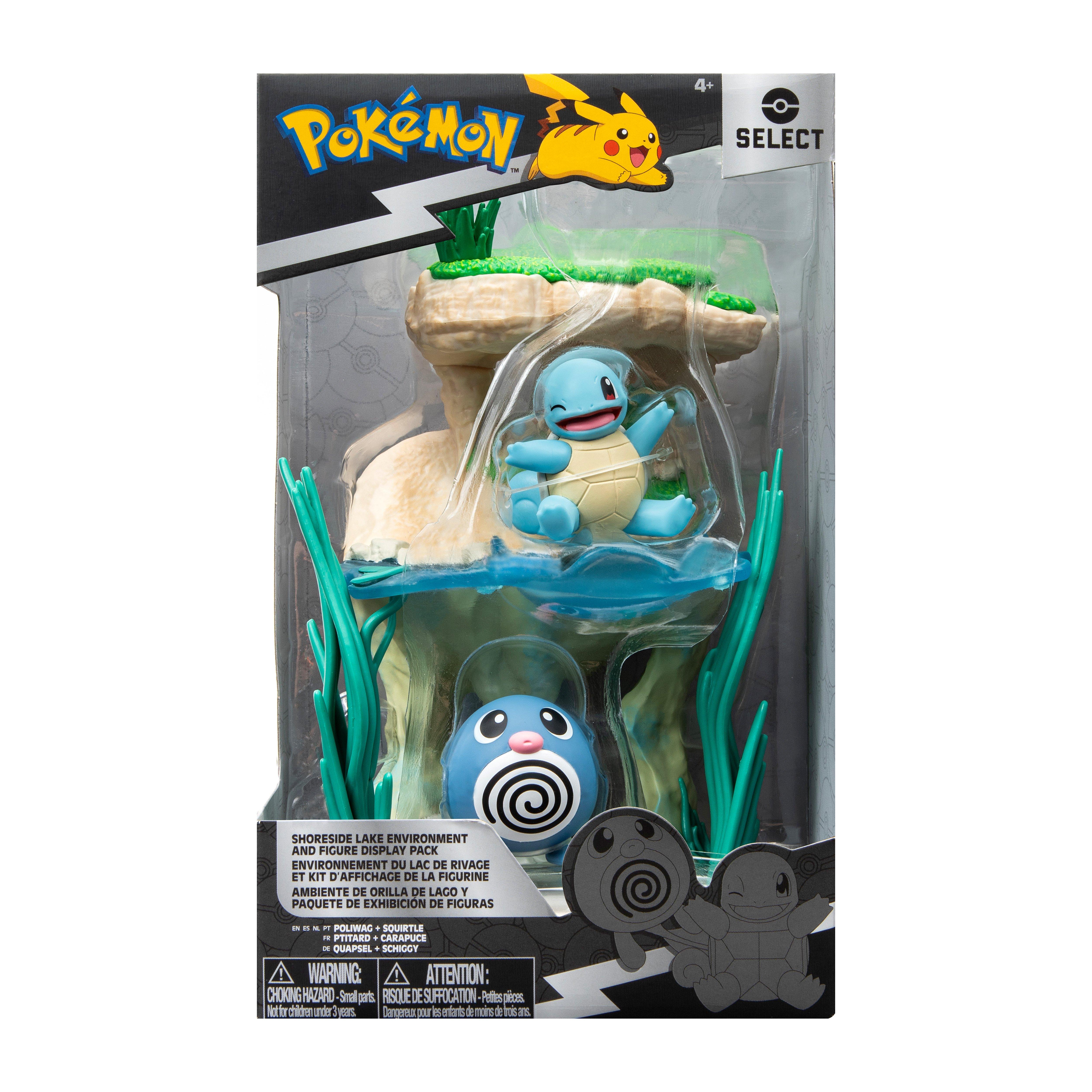 Jazwares Pokemon Select Shoreside Lake Environment Play Set with Poliwag and Squirtle