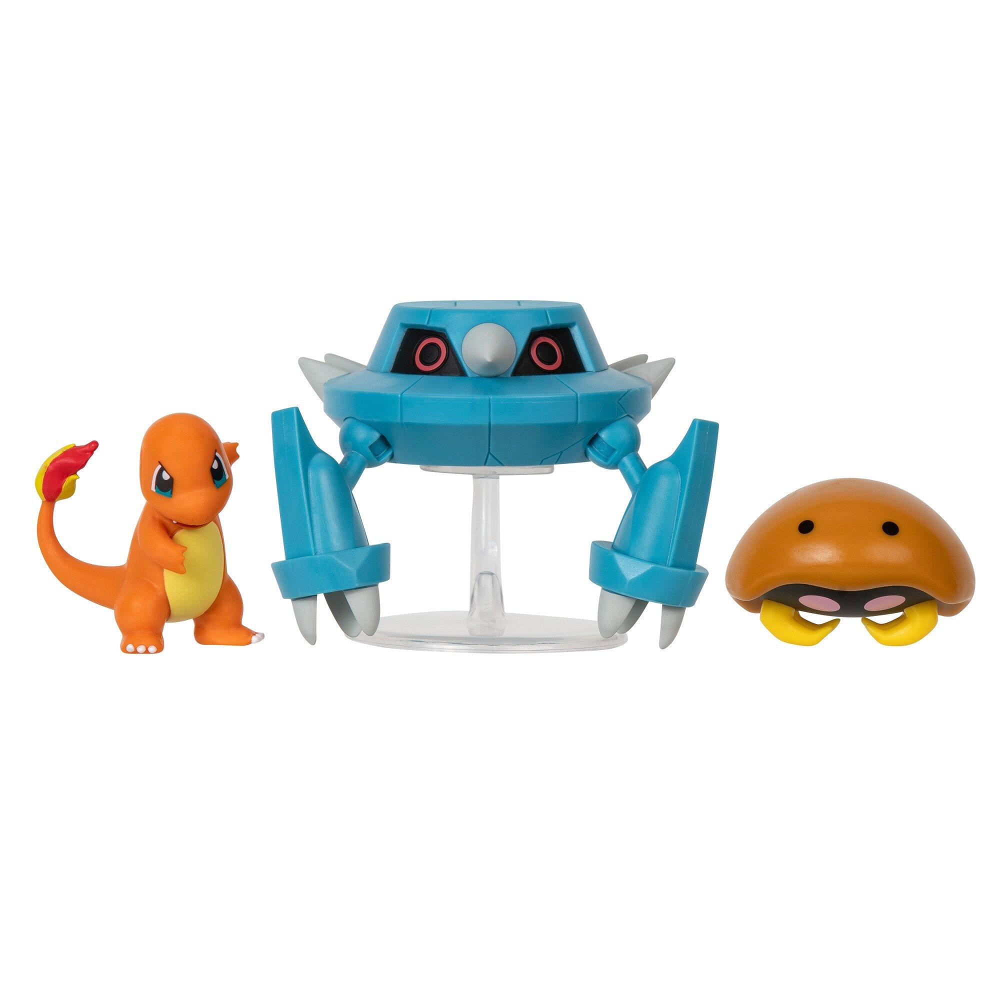 Jazwares Pokemon Battle Figure Set 3 Pack Kabuto Charmander Metang with Stand GameStop
