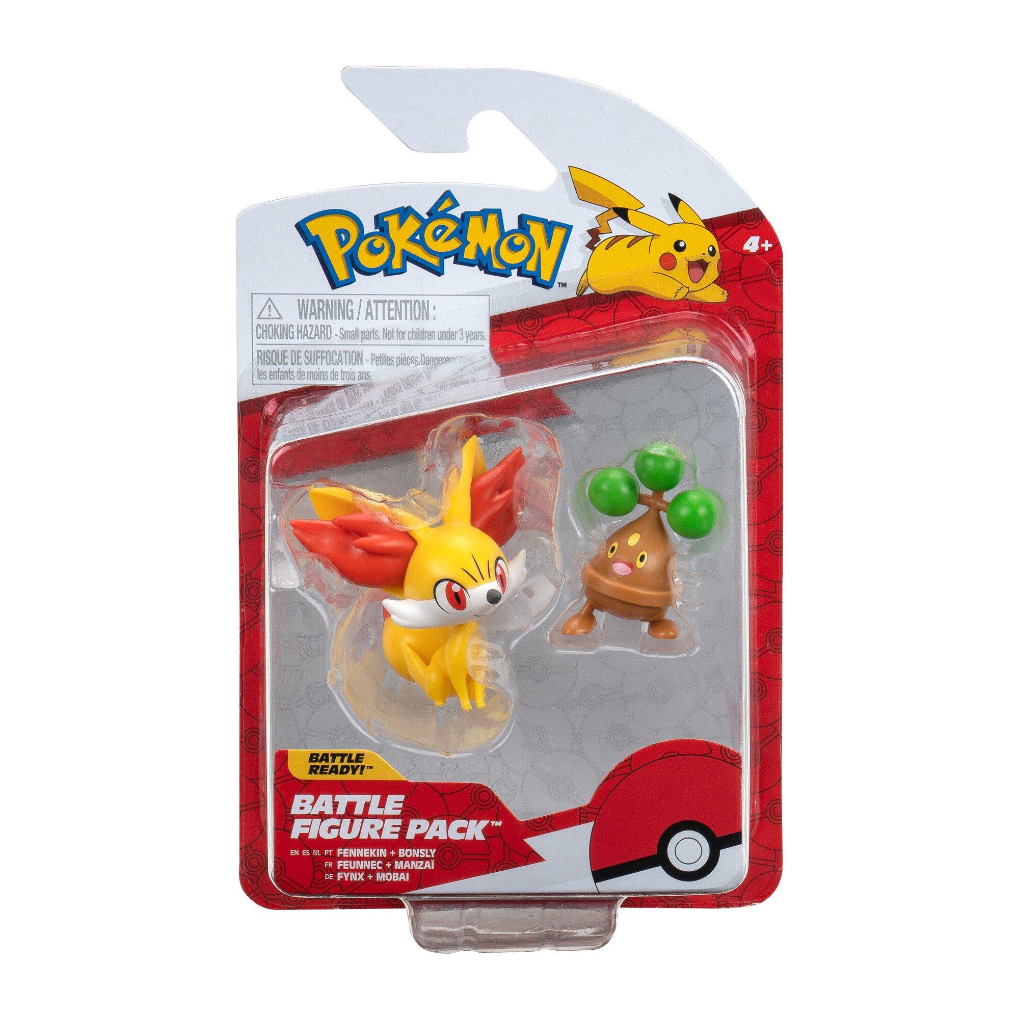 Jazwares Pokemon Fennekin and Bonsly 2-in Battle Figure Set 2-Pack