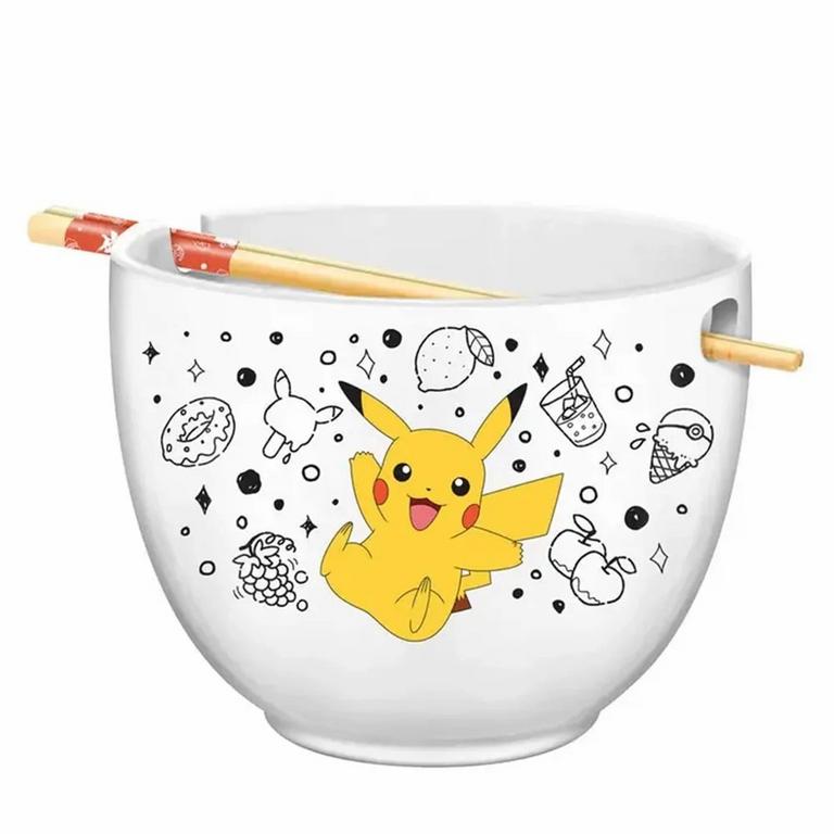 Pokemon Pikachu Sweets Time Ceramic Ramen 20oz Bowl with Chopsticks