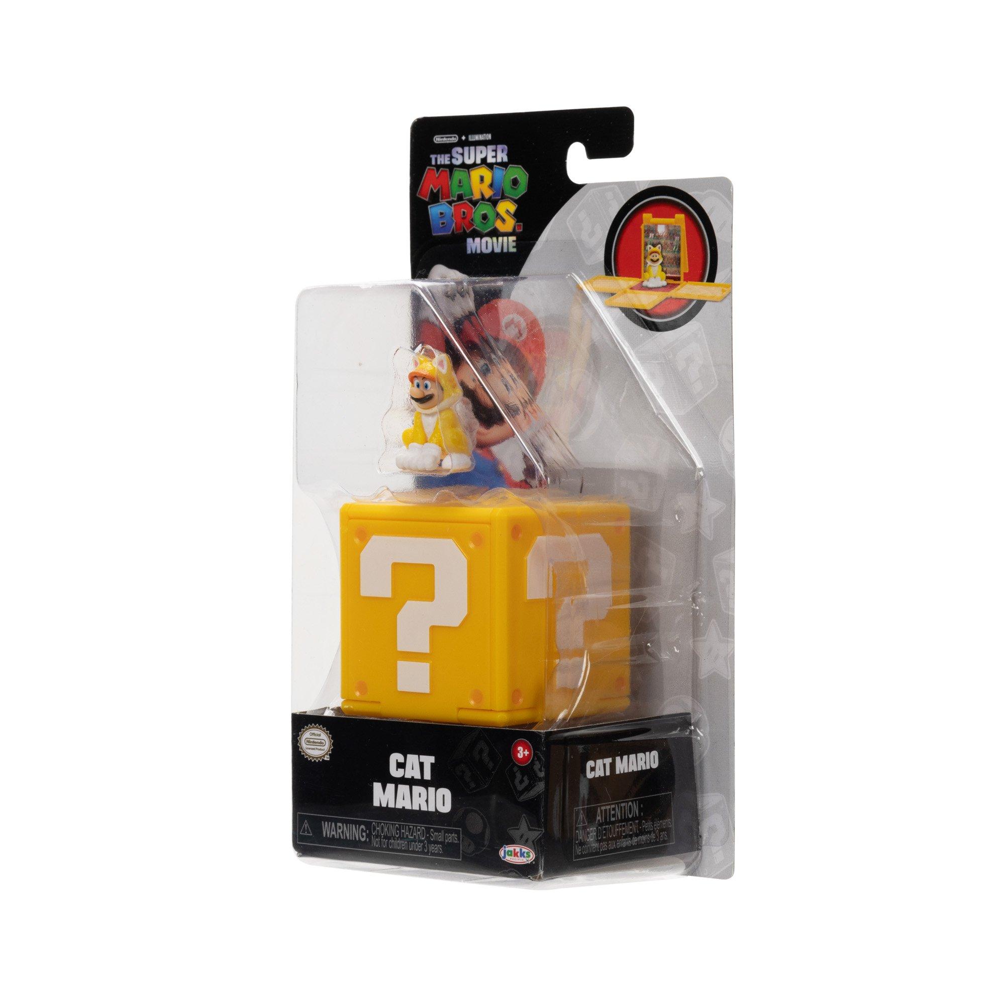  The Super Mario Bros. Movie 5 Inch Action Figures Series 2 Cat  Mario Figure with Block : Toys & Games