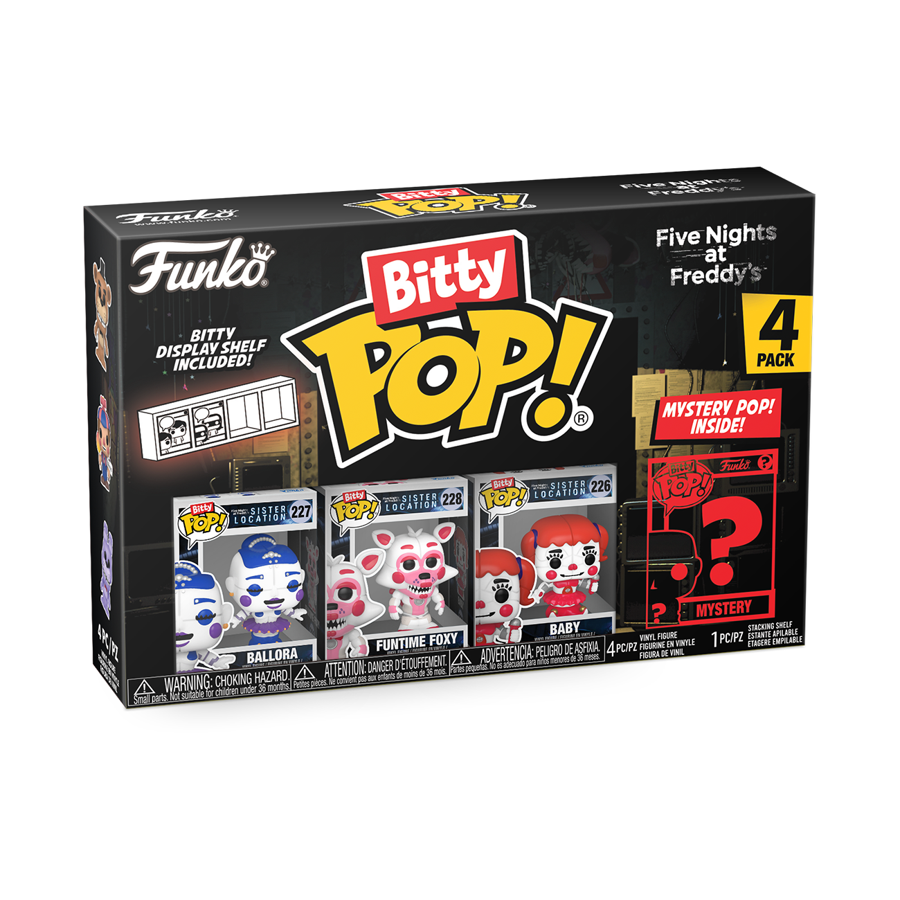 Funko Bitty POP! Five Nights at Freddy's 0.9-in Vinyl Figure Set 4-Pack  (Ballora, Funtime Foxy, Baby, Mystery Pop!)