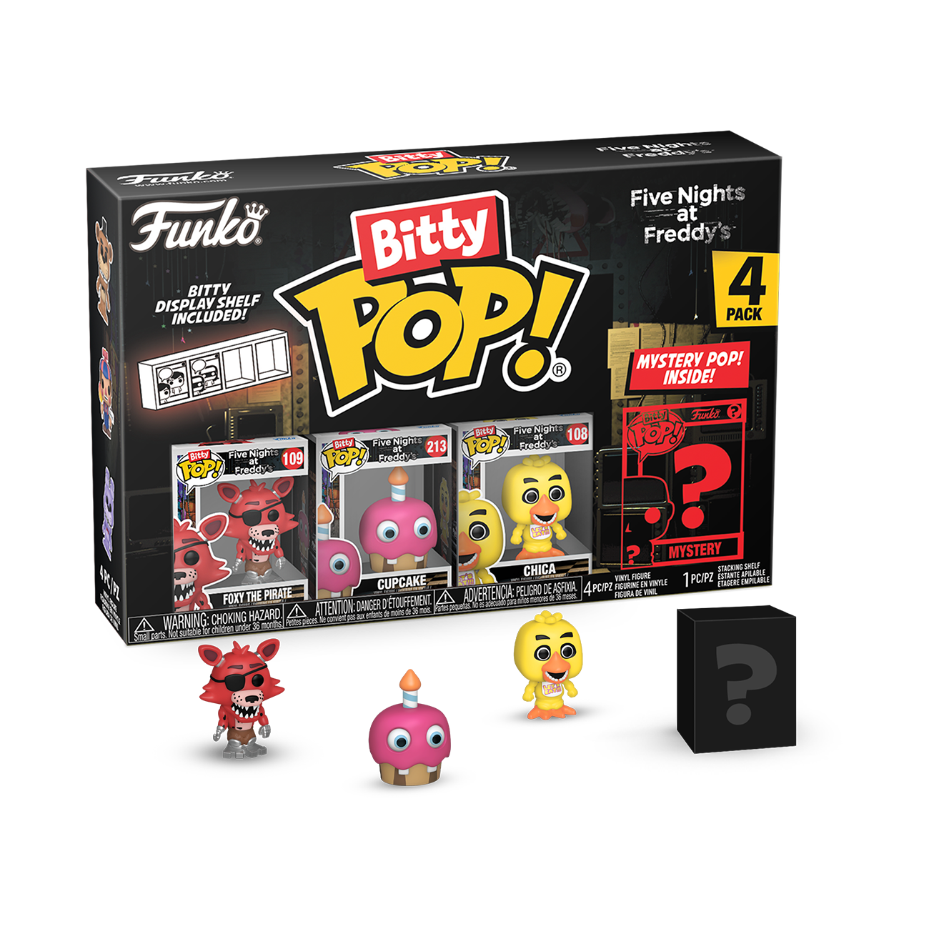 Funko Bitty POP! Five Nights at Freddy's 0.9-in Vinyl Figure Set 4-Pack  (Foxy the Pirate, Cupcake, Chica, Mystery Pop!)