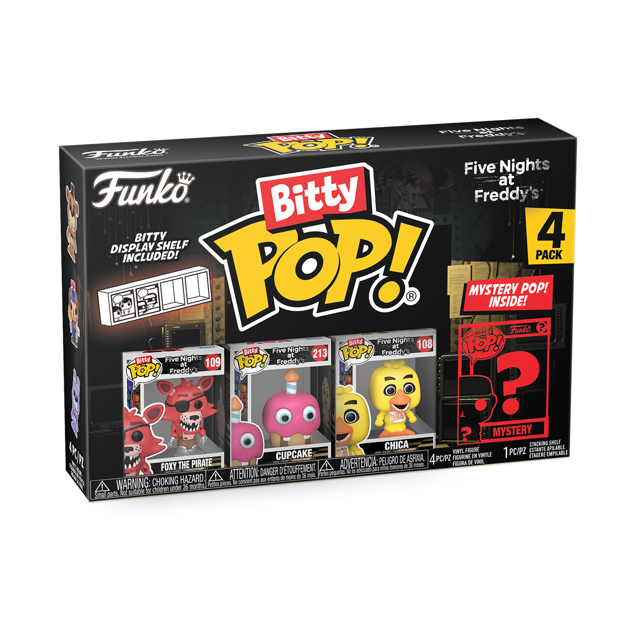 Funko Bitty POP! Five Nights at Freddy's 0.9-in Vinyl Figure Set 4-Pack  (Foxy the Pirate, Cupcake, Chica, Mystery Pop!)