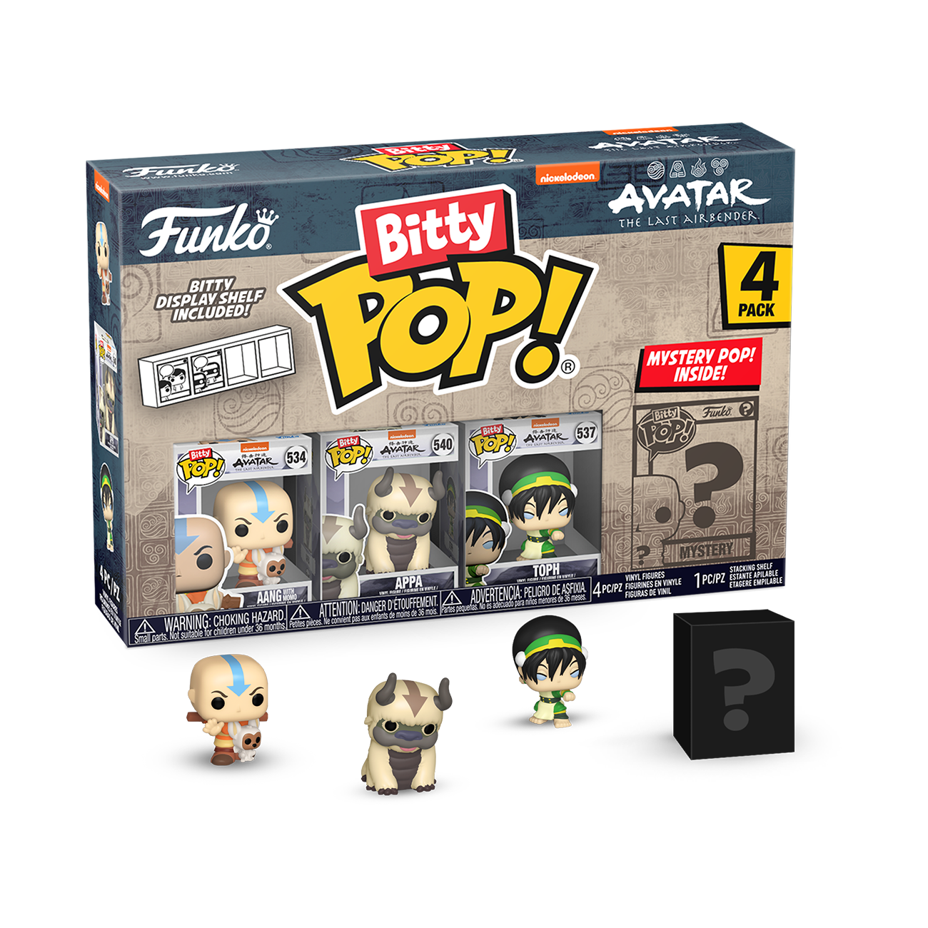 Funko Bitty POP! Avatar: The Last Airbender Vinyl Figure Set 4-Pack (Aang, Appa, Toph and Mystery Pop!)