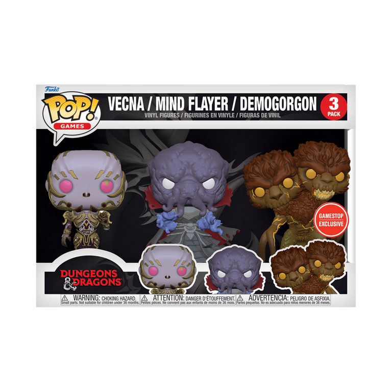 Funko POP! Dungeons and Dragons Vecna, Mind Flayer, Demogorgon Vinyl Figure 3-Pack GameStop Exclusive