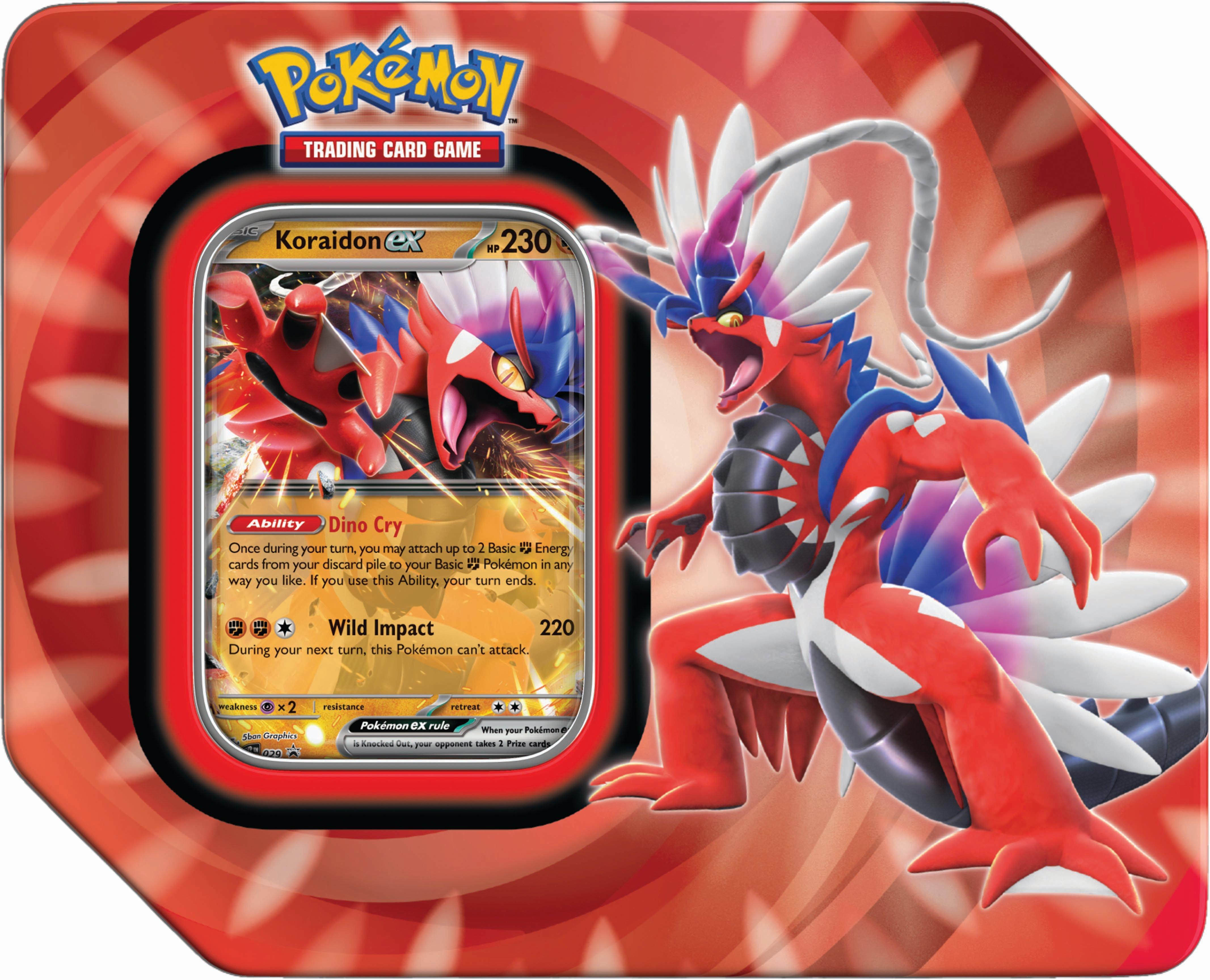 Pokemon Trading Card Game: Paldea Legends Koraidon ex OR Miraidon ex Tin  (Styles May Vary)