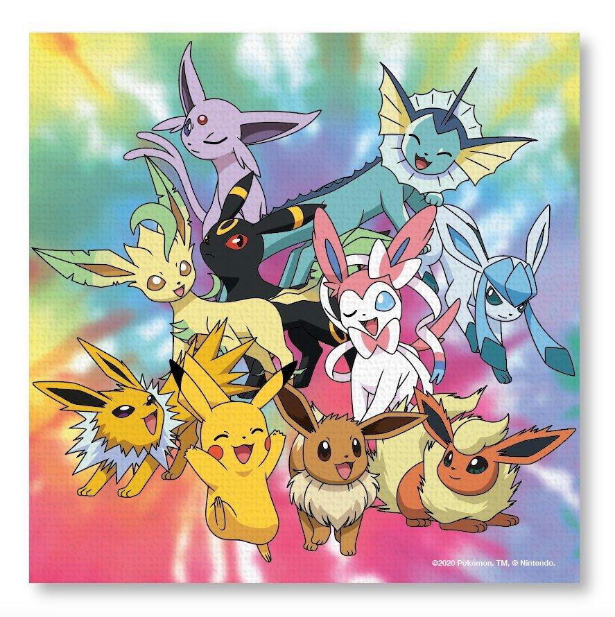 Pokemon Eevee Group Tie Dye 6 in x 6 in Canvas Wall Art GameStop